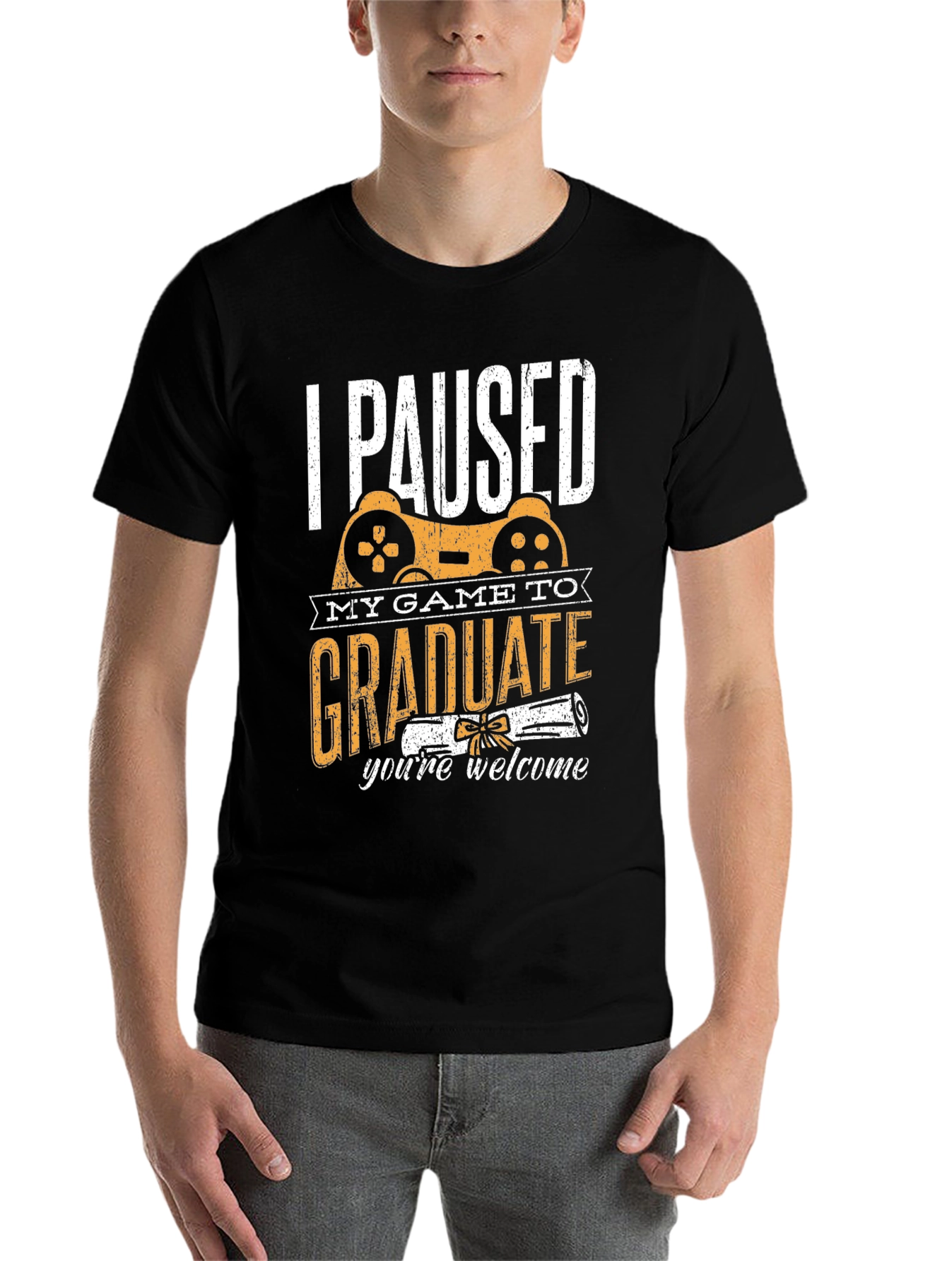 Black Gamer Graduation T-Shirt - I Paused My Game To Graduate view 7