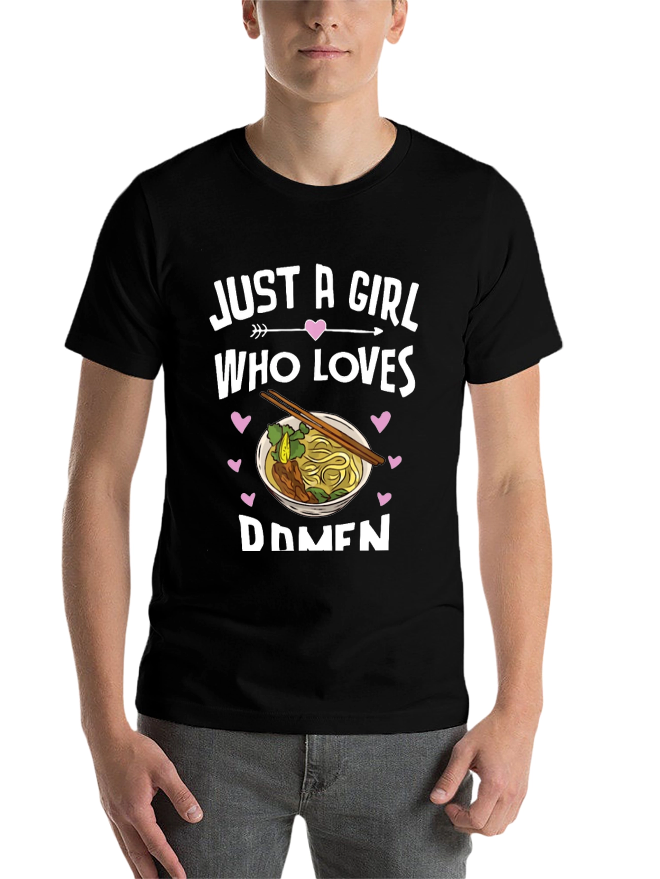 Black Just A Girl Who Loves Ramen Graphic Tee view 7