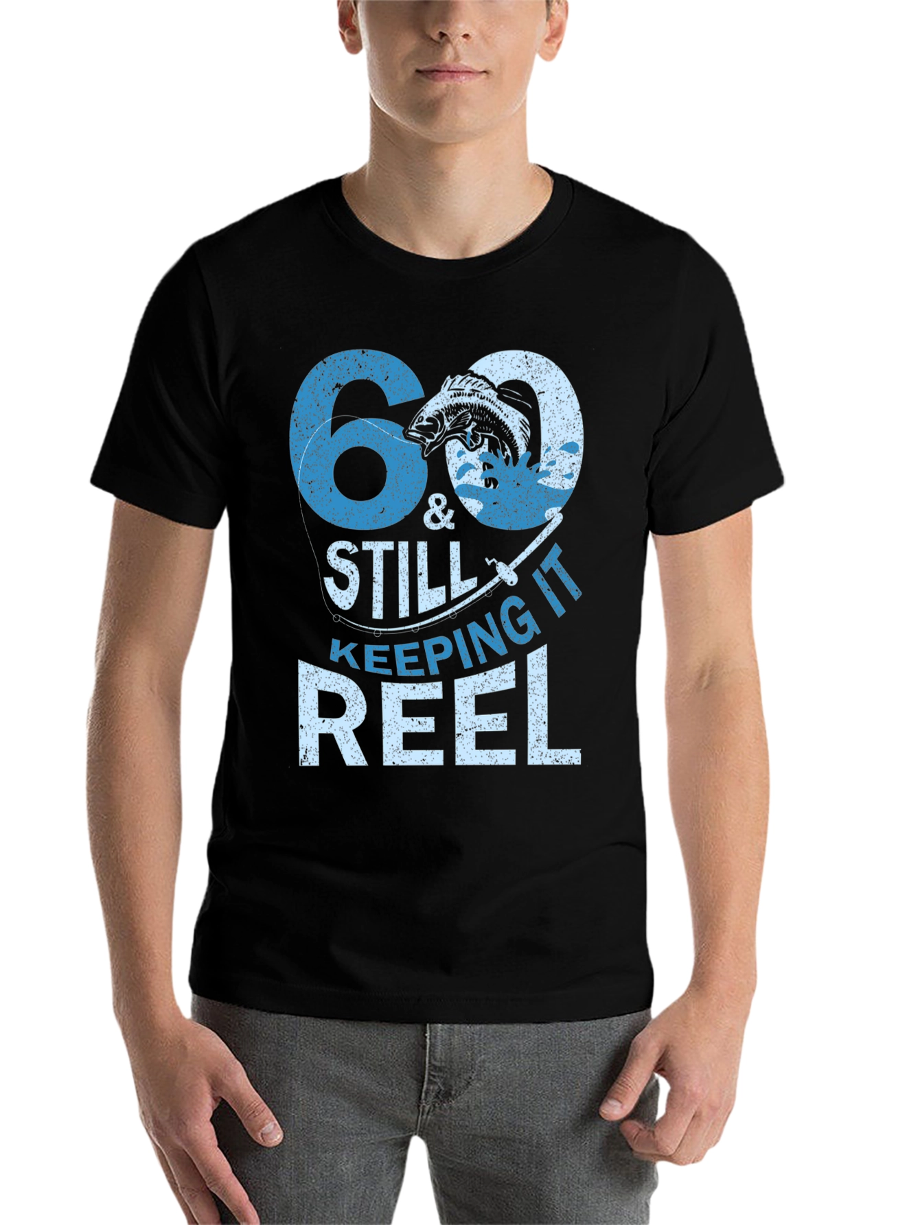 Black 60 & Still Keeping It Reel Fishing T-Shirt view 7
