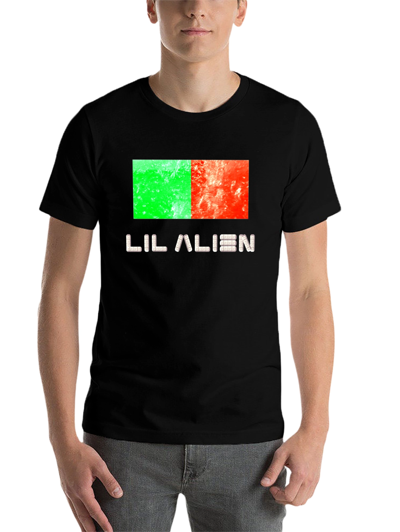 Black Lil Alien Graphic Tee - Black Cotton Blend Shirt view 7