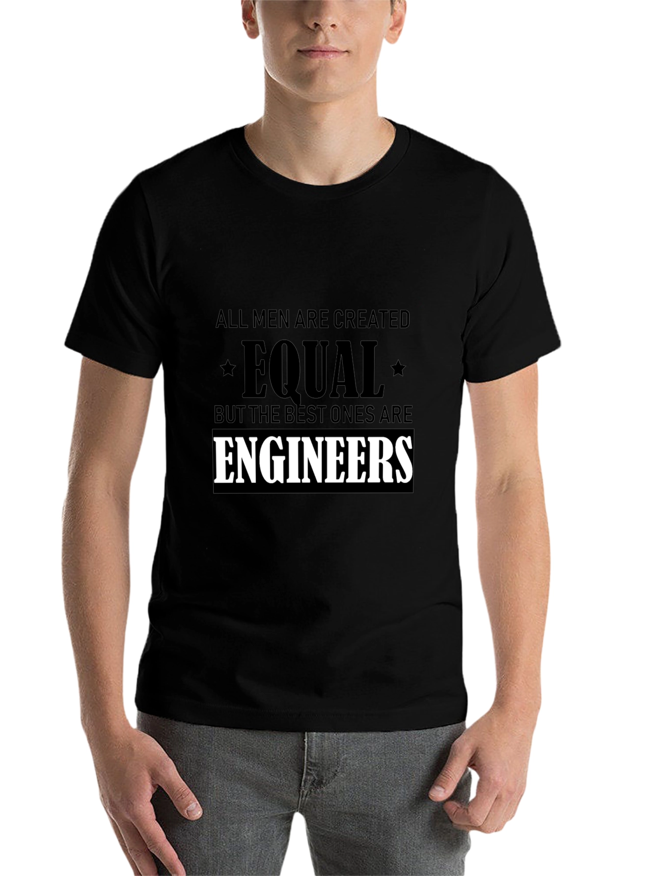 Black Engineer Pride T-Shirt: All Men Are Created Equal Tee view 7