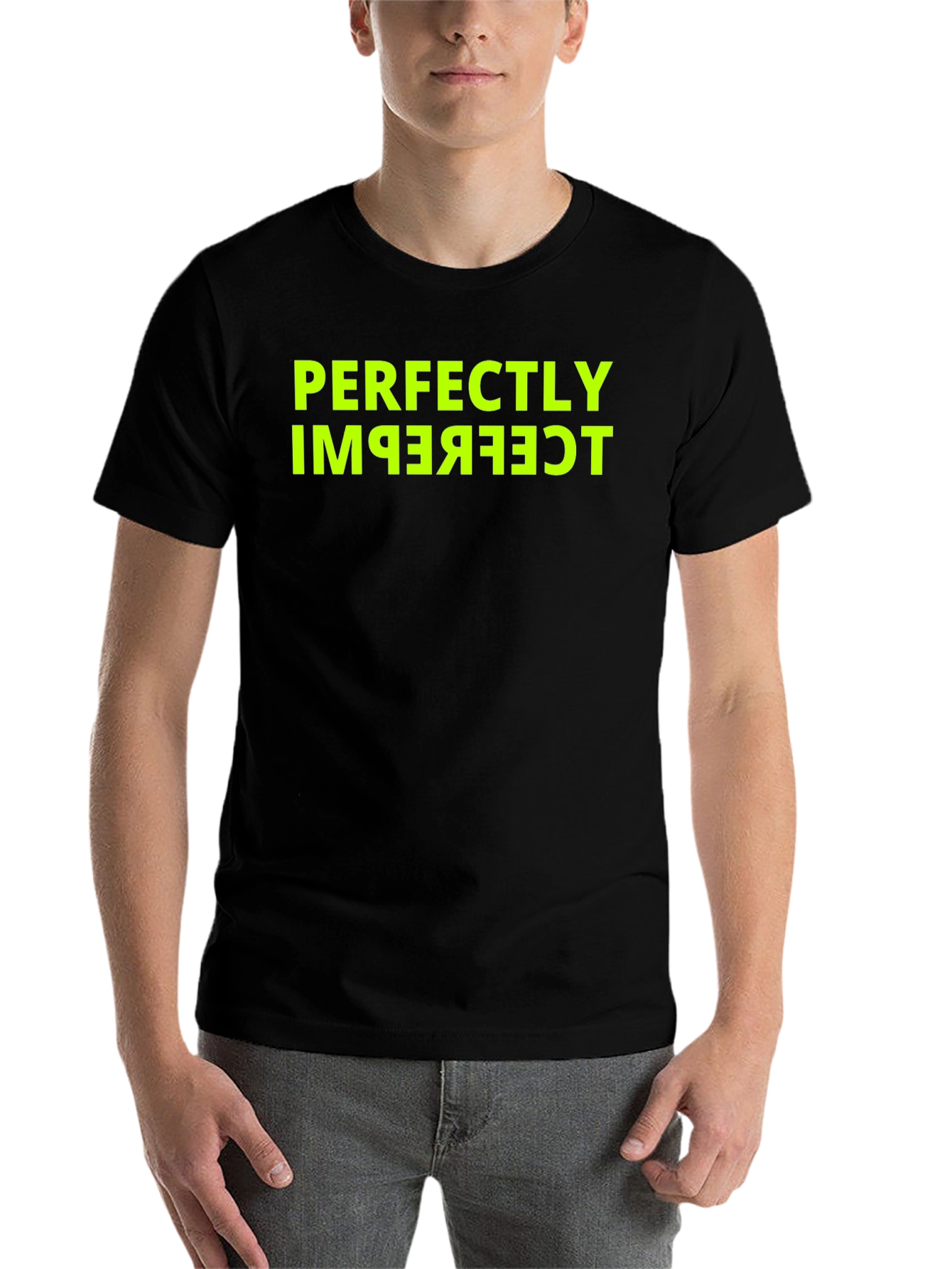 Black Perfectly Imperfect Funny Graphic Tee - Black view 7