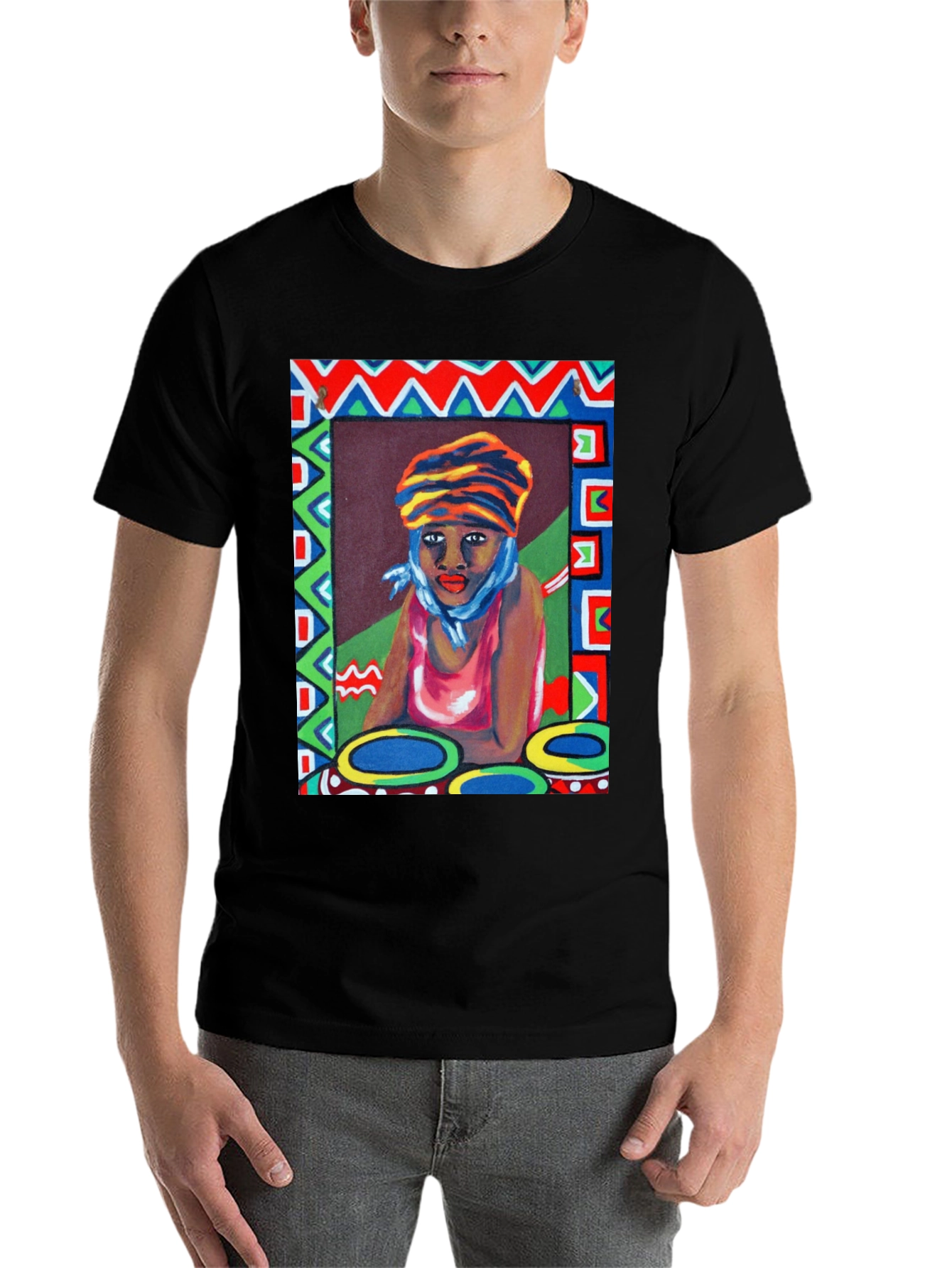 Black Artistic Woman Portrait Graphic T-Shirt view 7