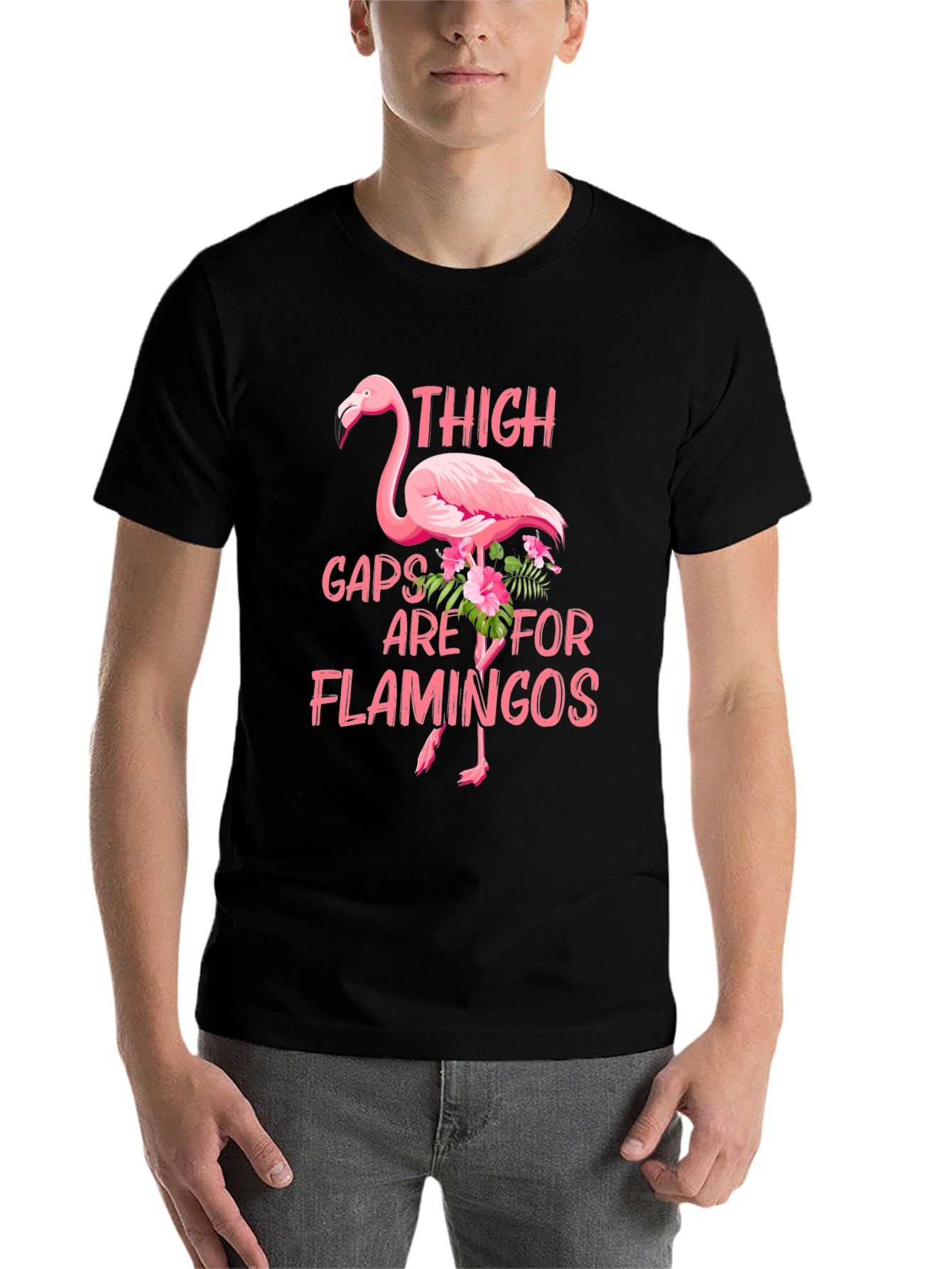 Black Thigh Gaps Are For Flamingos T-Shirt view 7