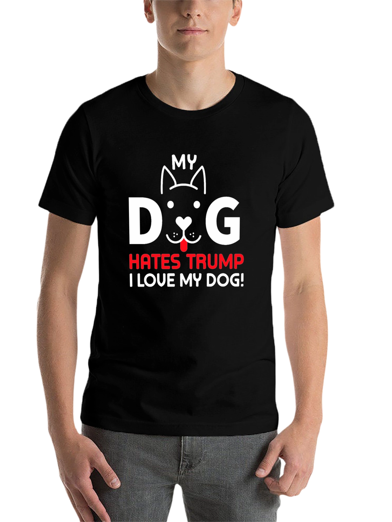 Black My Dog Hates Trump T-Shirt, Pet Lover Tee view 7