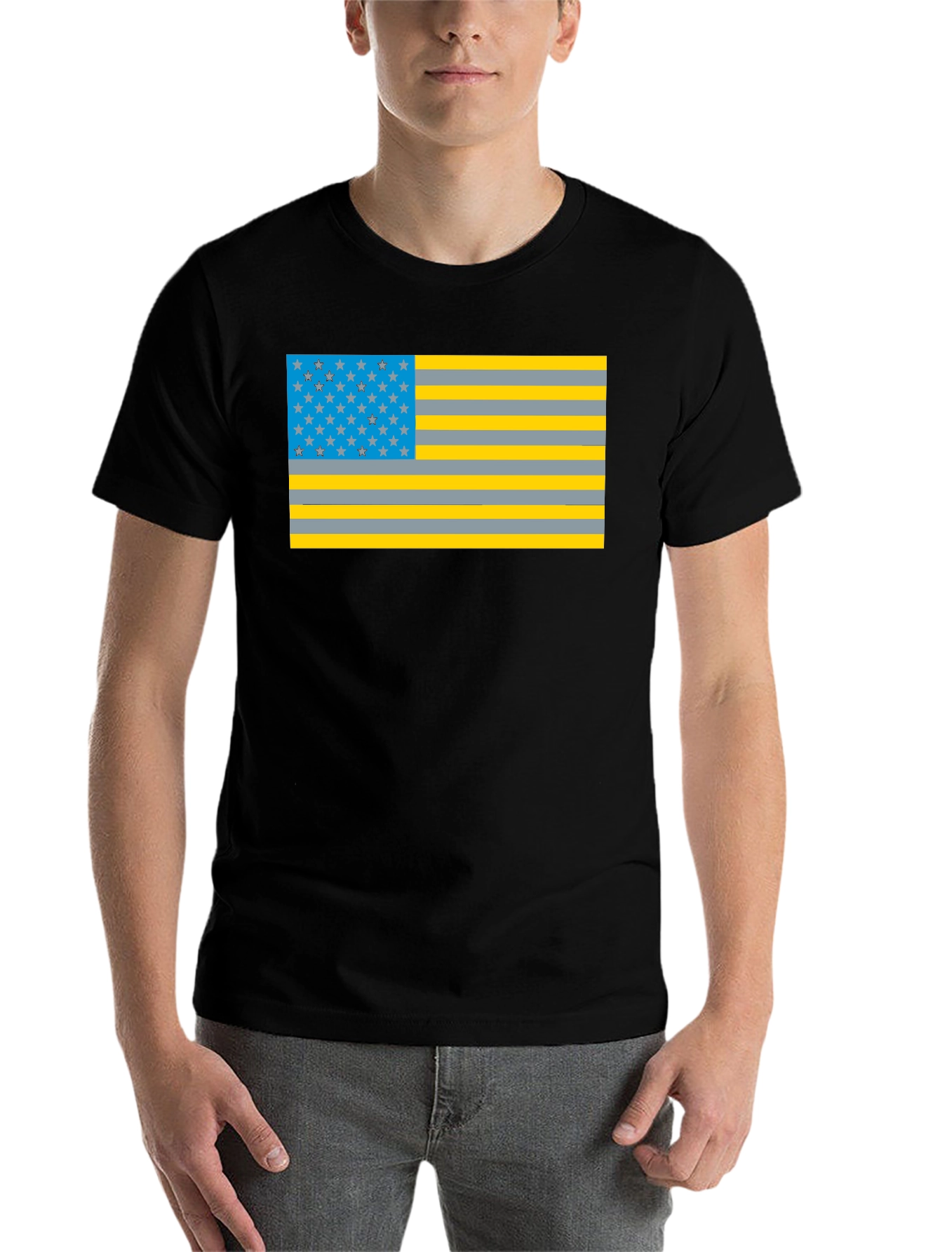 Black Novelty American Flag Graphic T-Shirt view 7