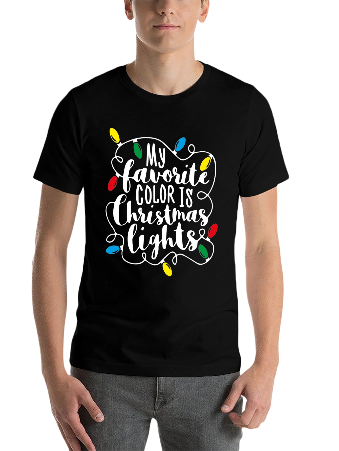 Black Christmas Lights Graphic Tee view 7