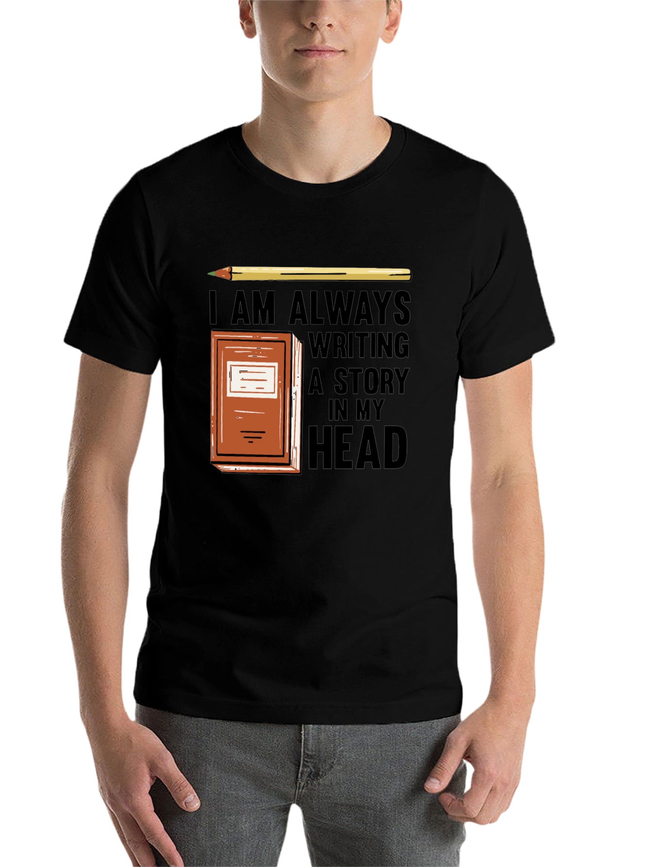 Black Writer's T-Shirt: Always Writing a Story in My Head view 7