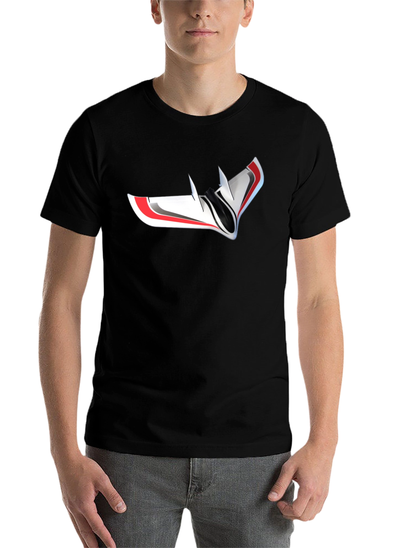 Black Futuristic Drone Graphic T-Shirt - Black view 7