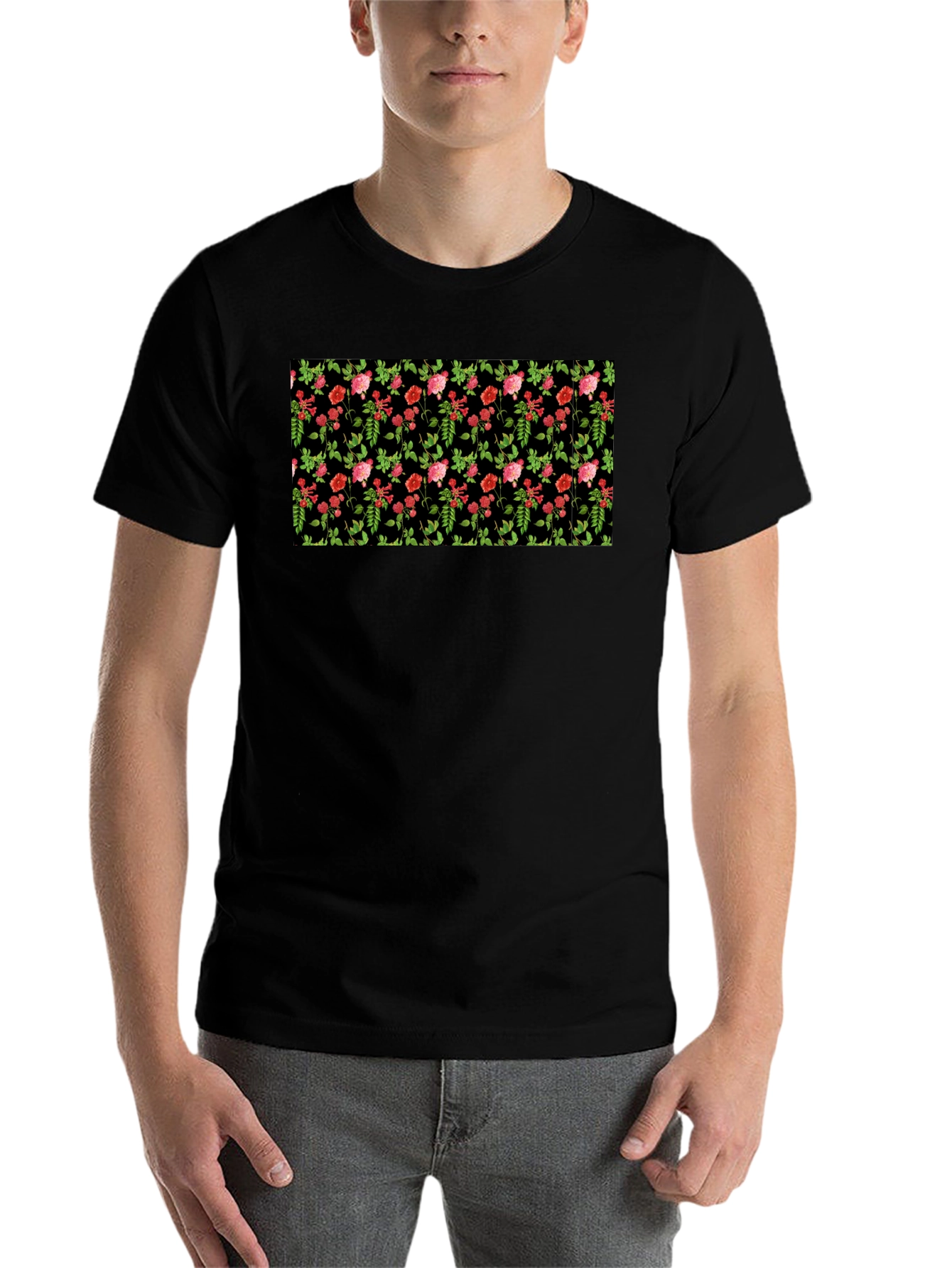 Black Floral Black T-Shirt view 7