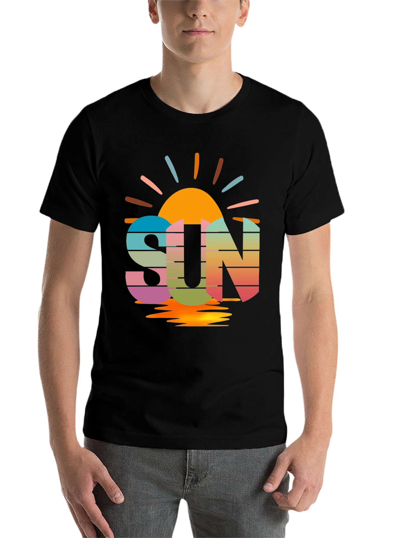 Black Retro SUN T-Shirt view 7