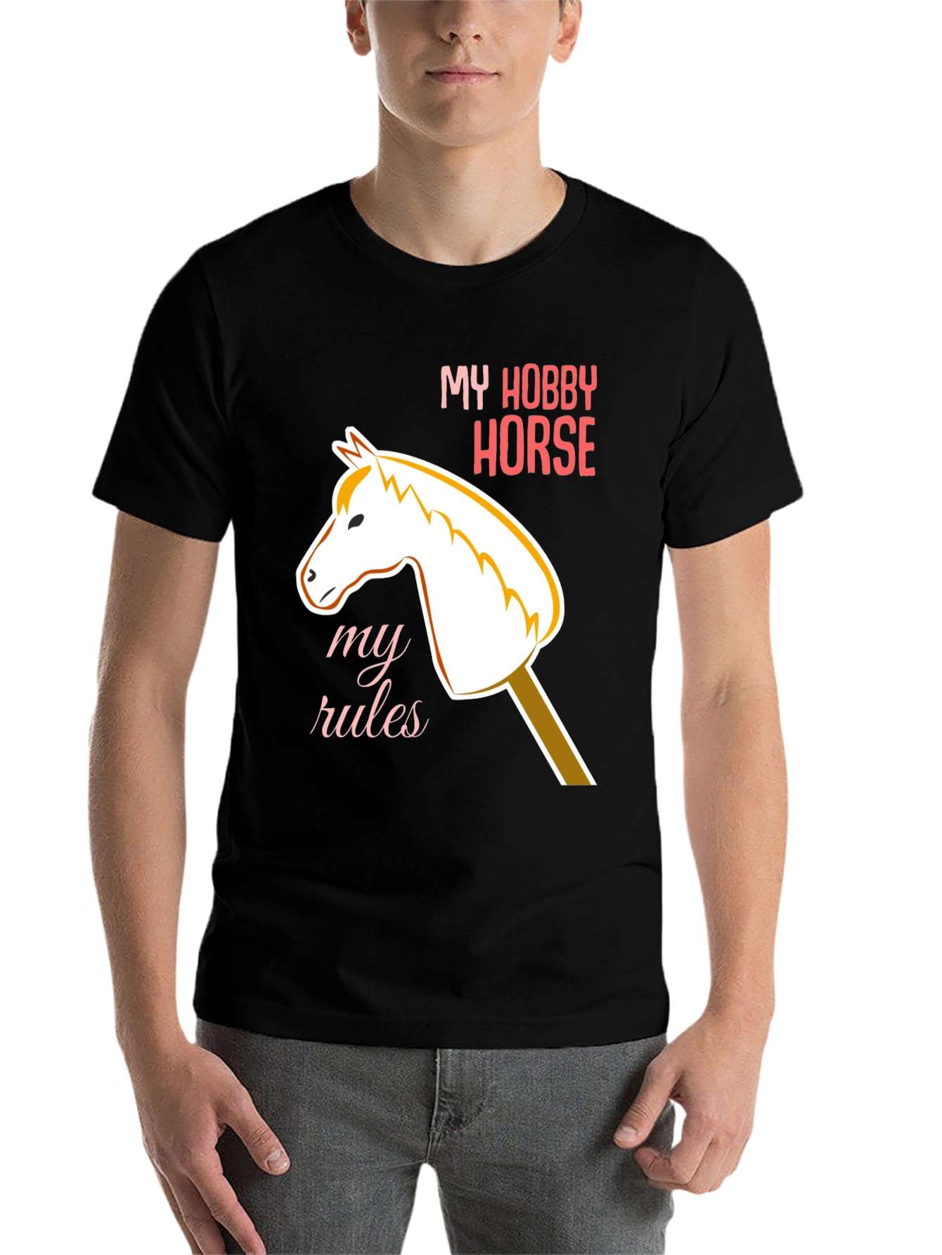 Black My Hobby Horse T-Shirt - Playful Equestrian Style view 7