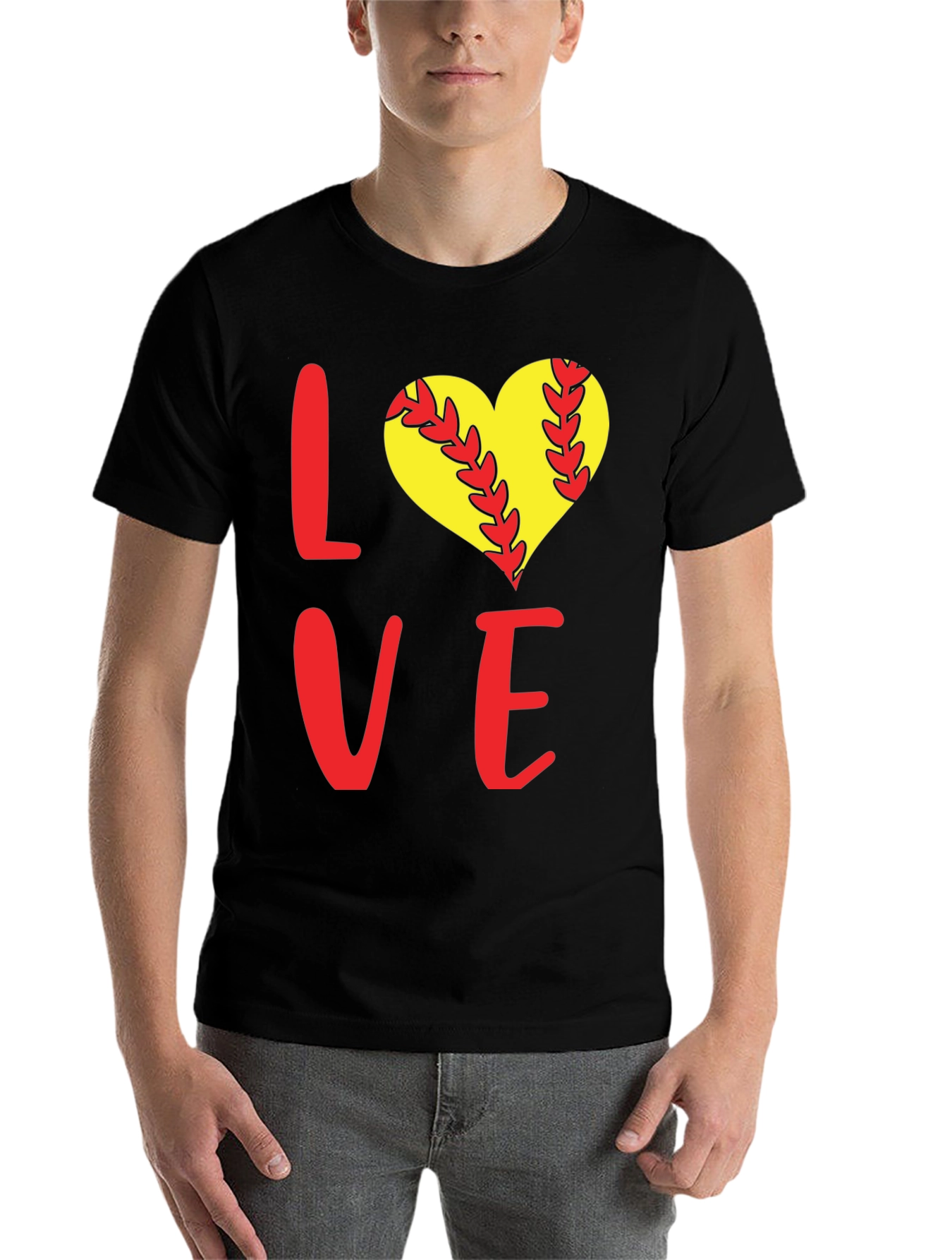 Black Softball Love T-Shirt view 7