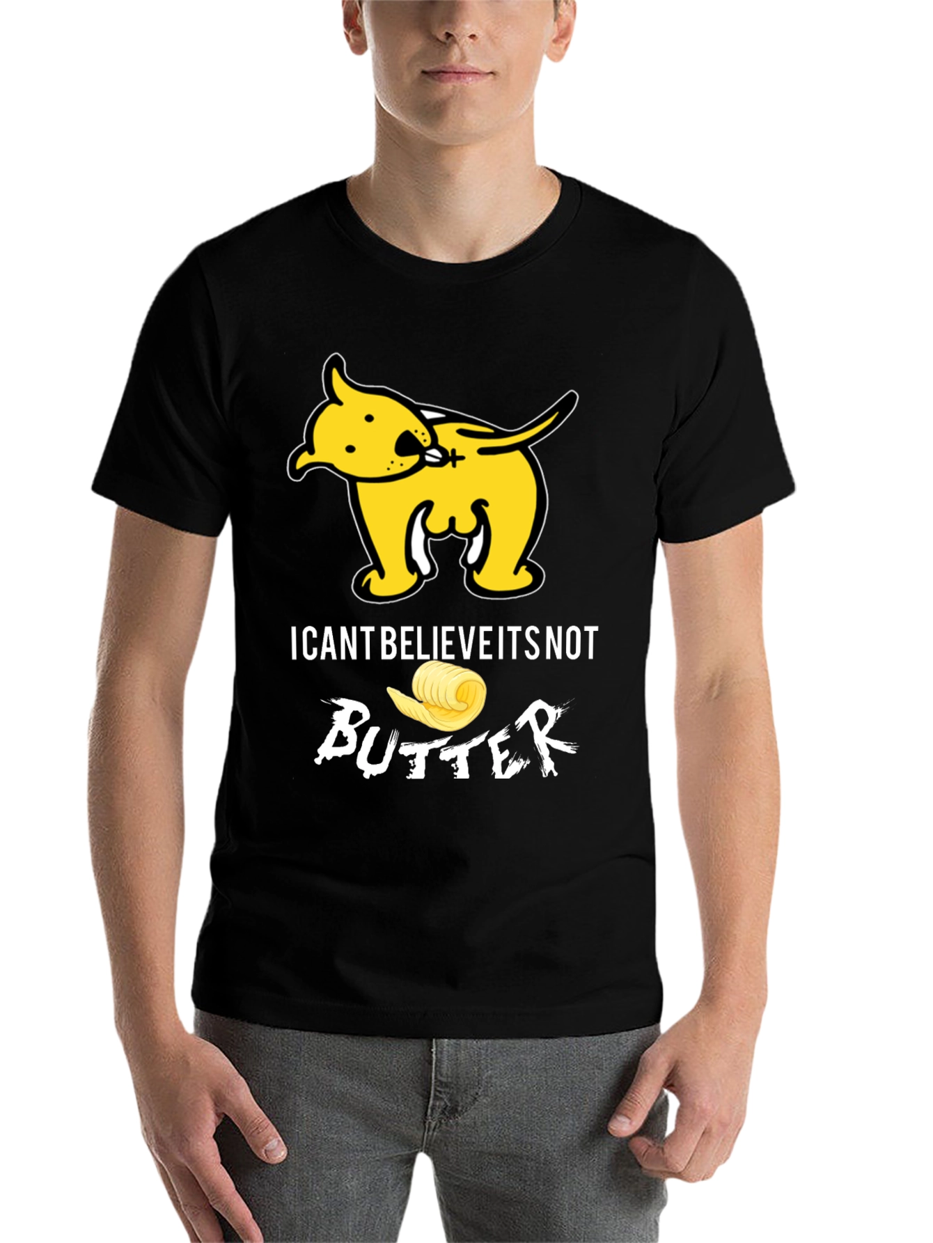 Black I Can't Believe It's Not Butter T-Shirt Funny Dog Tee view 7