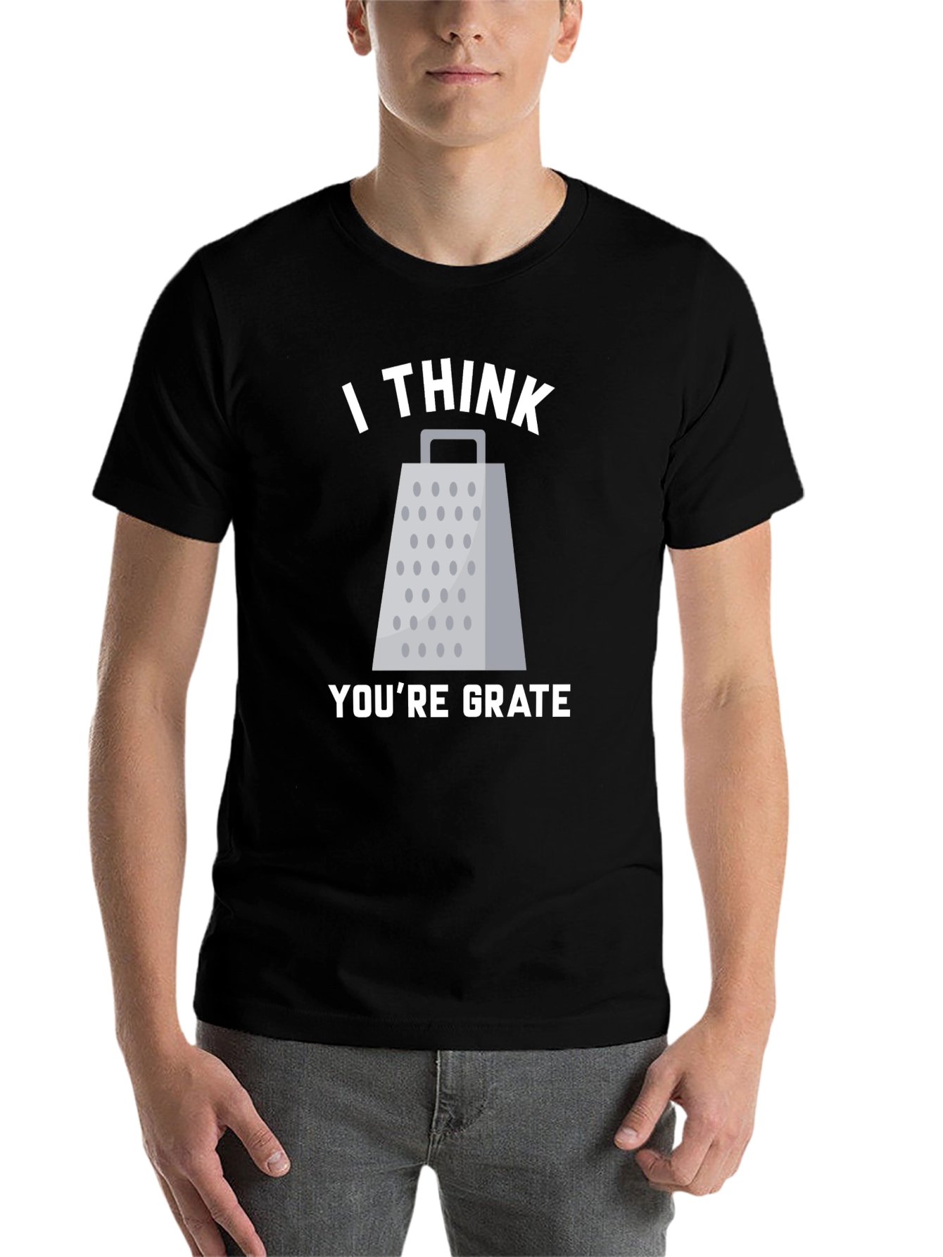 Black I Think You're Grate T-Shirt Funny Pun Tee view 7