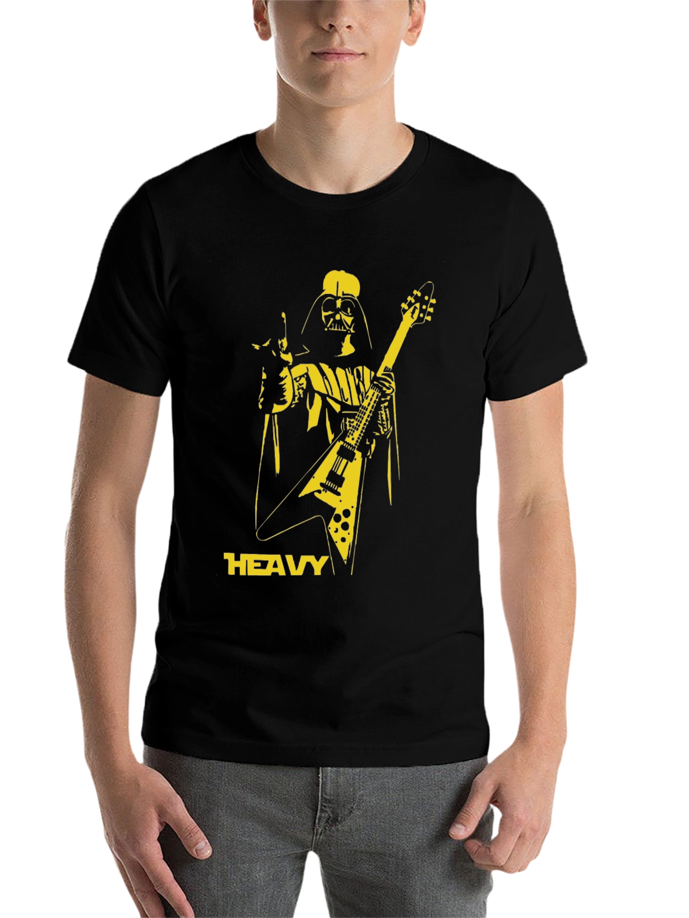 Black Darth Vader Heavy Metal Guitar T-Shirt view 7