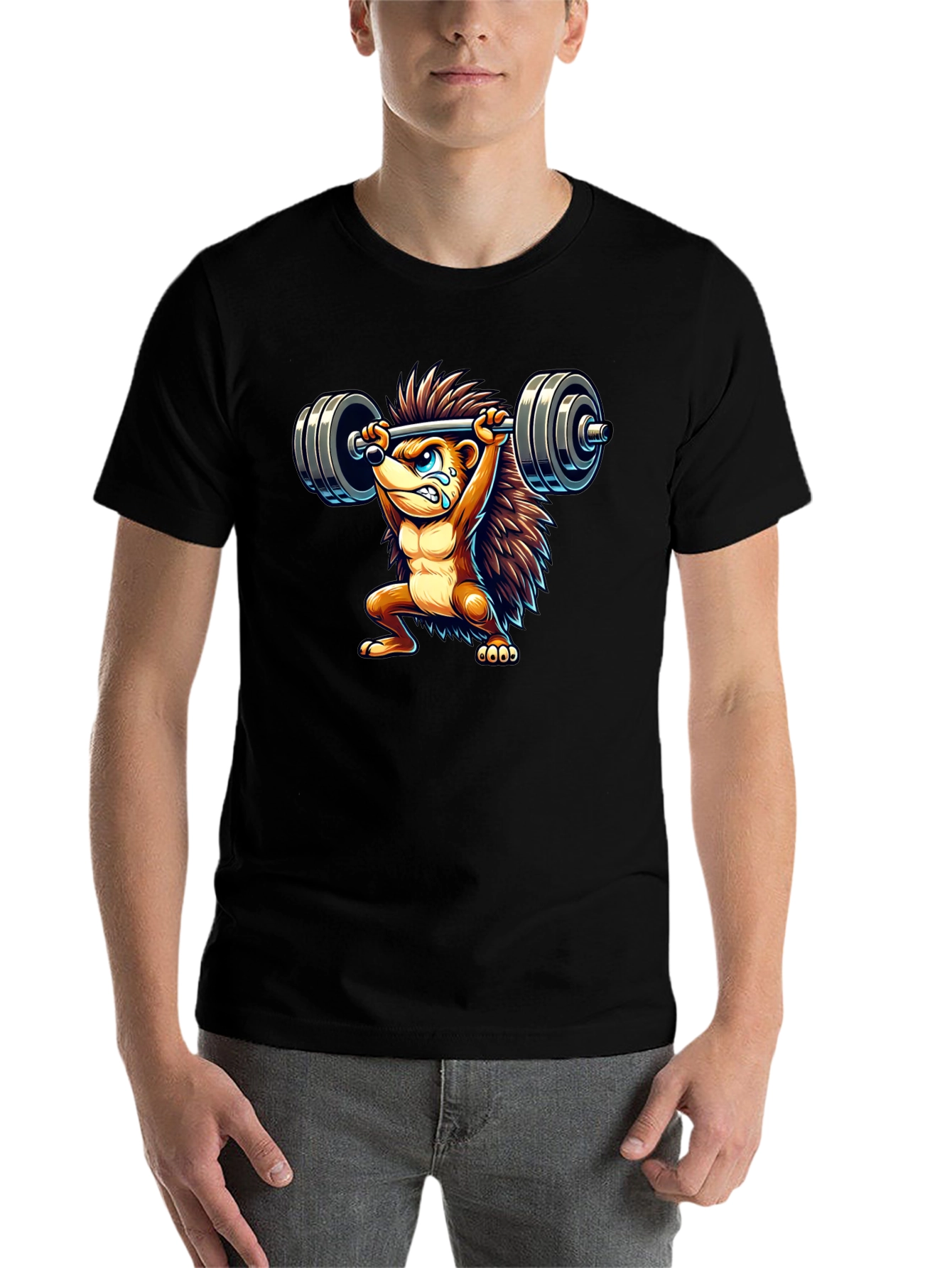 Black Weightlifting Hedgehog Graphic Tee view 7