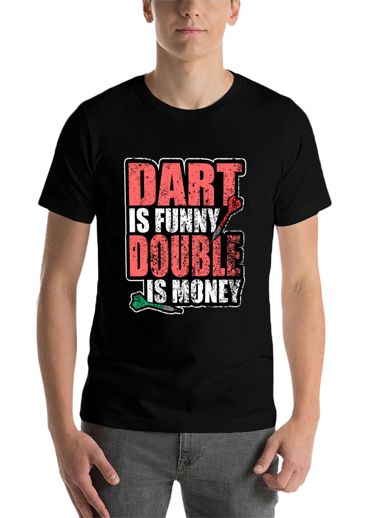 Black Funny Dart T-Shirt - Dart Is Funny, Double Is Money view 7