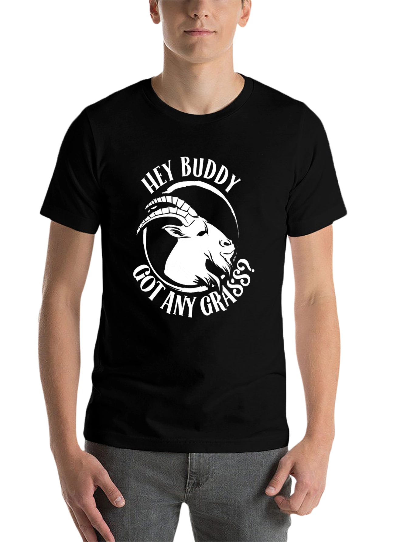 Black Hey Buddy Goat Graphic Tee - Black Cotton T-Shirt view 7