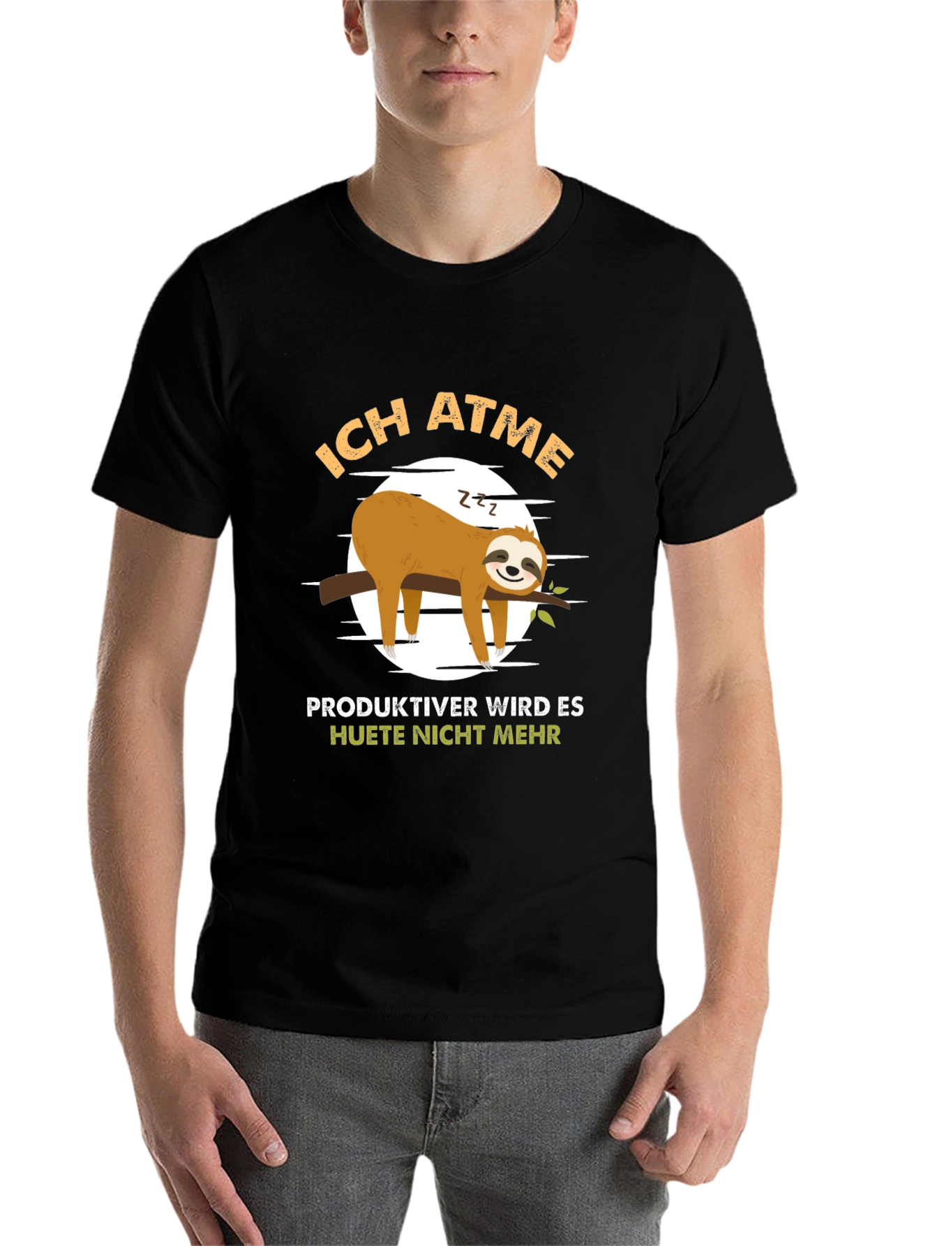 Black Ich Atme Sloth T-Shirt view 7