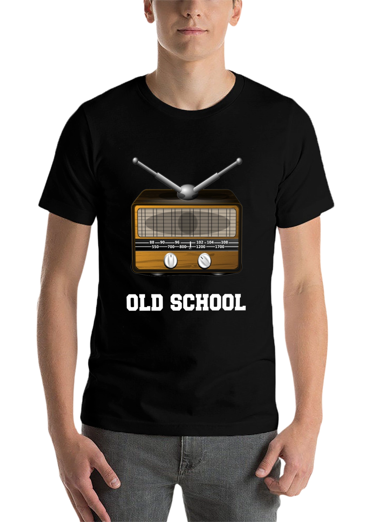 Black Old School Radio Graphic T-Shirt view 7