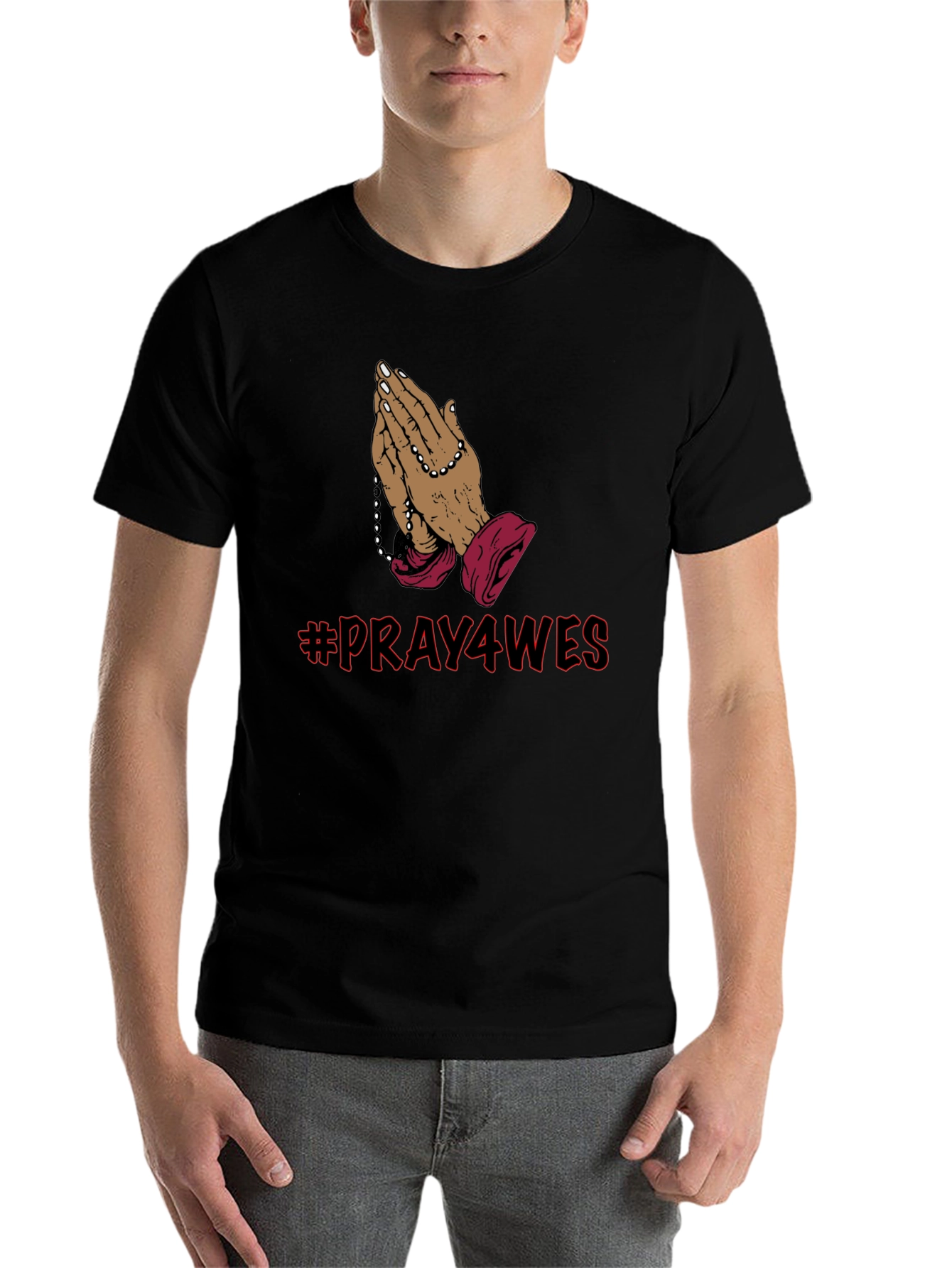 Black Pray4Wes Graphic Tee - Stylish Religious T-Shirt view 7