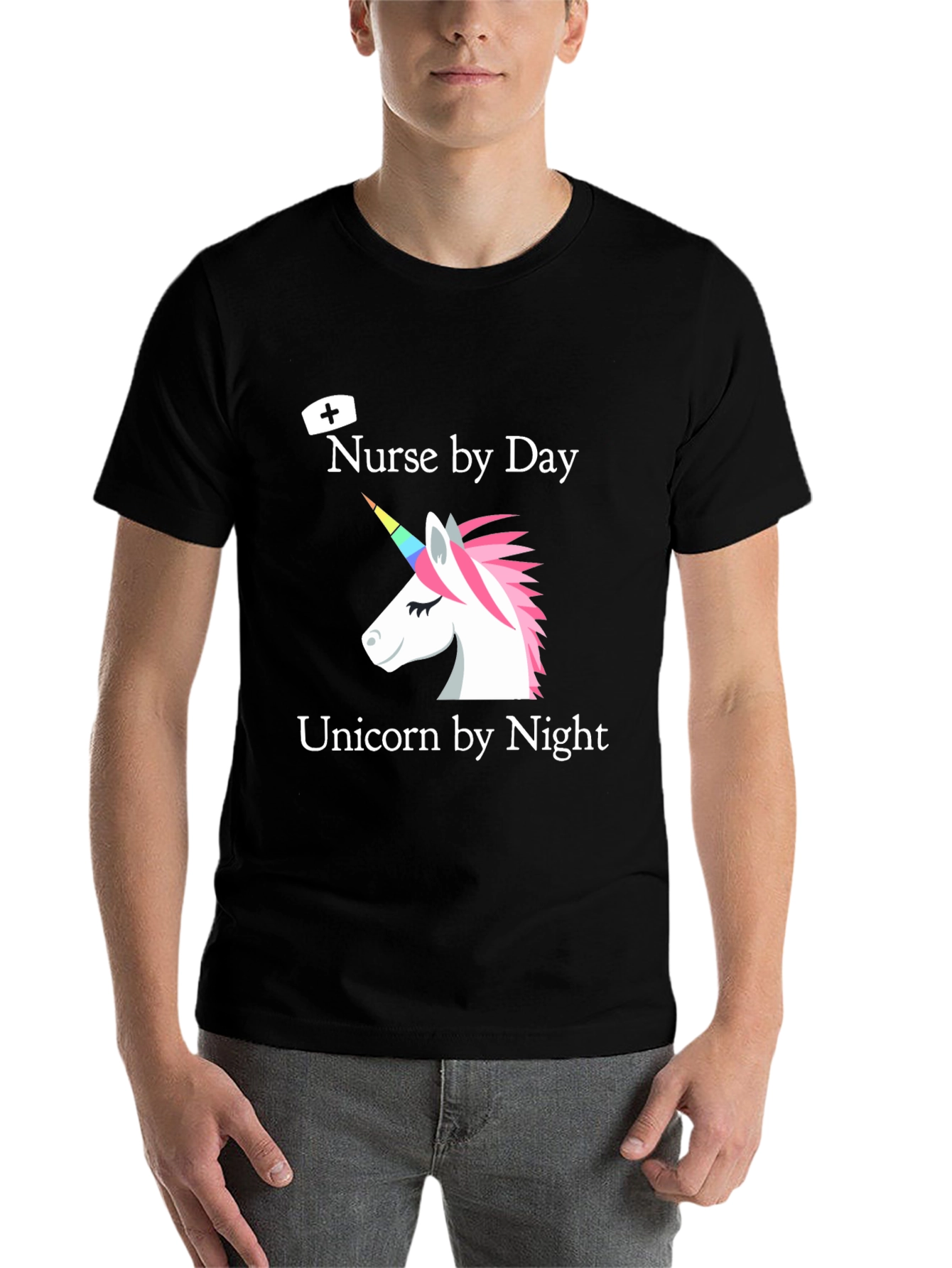 Black Nurse by Day Unicorn by Night T-Shirt view 7