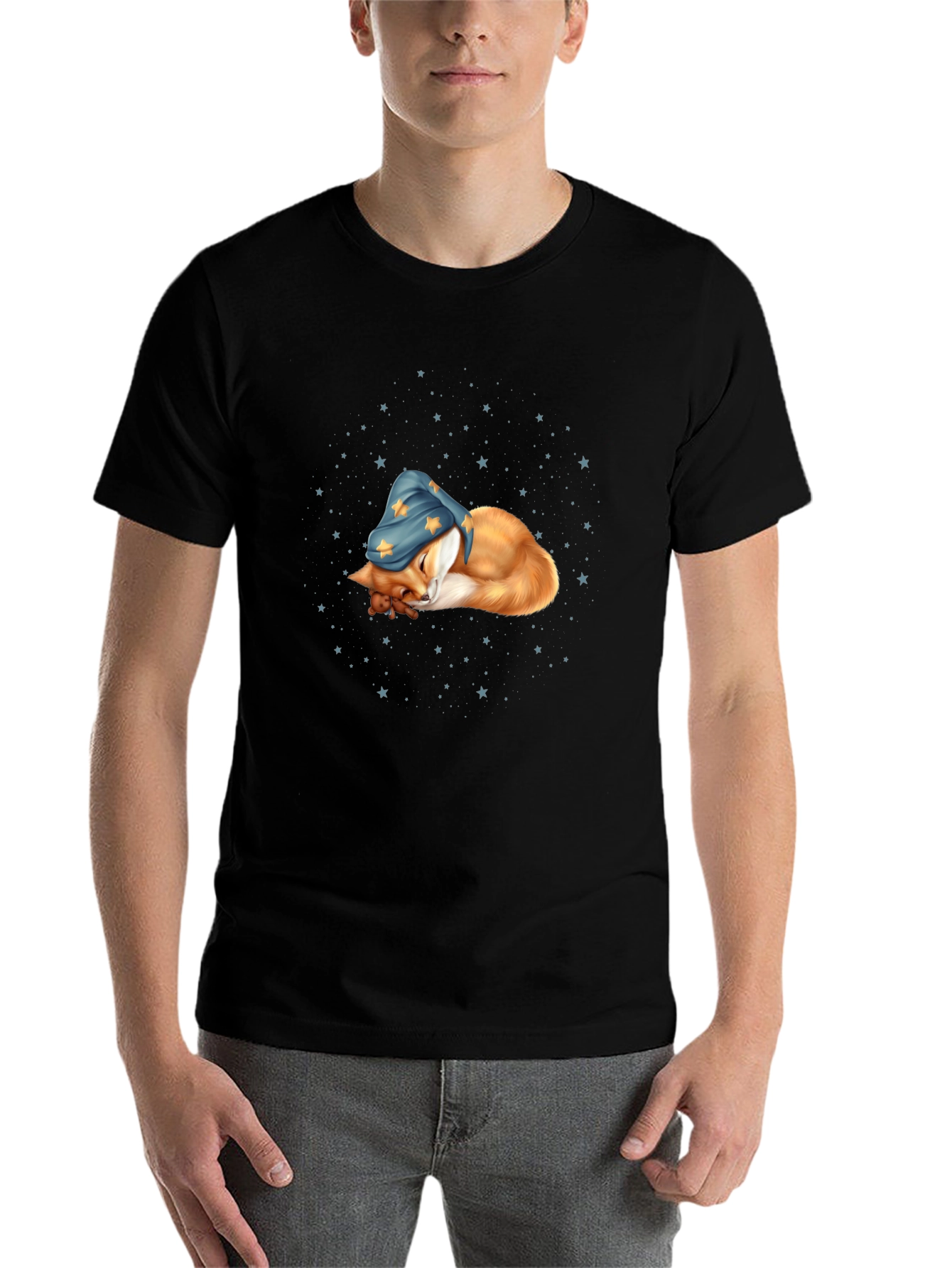 Black Dreamy Fox Tee: Whimsical Comfort view 7