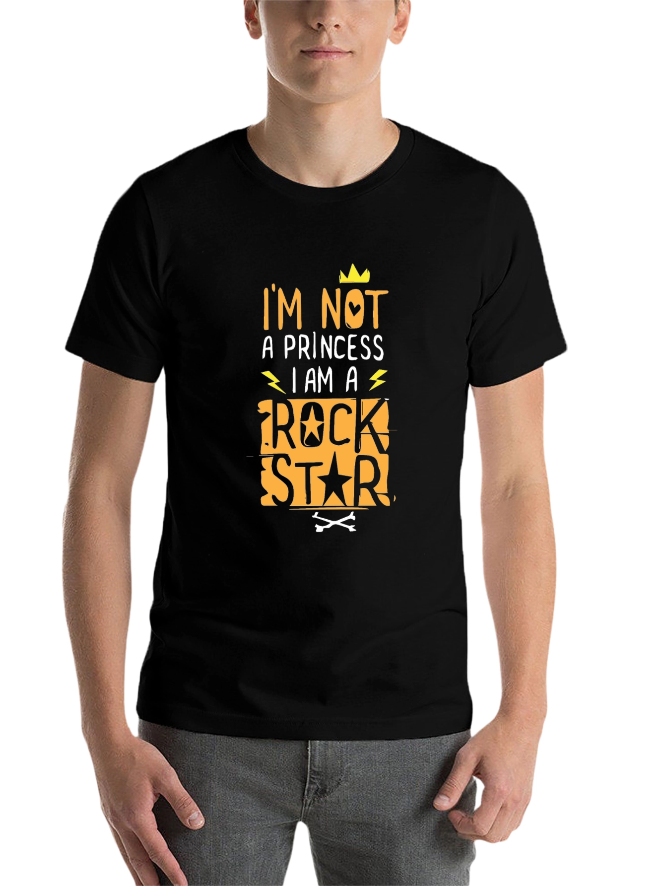 Black I'm Not A Princess Rock Star T-Shirt view 7