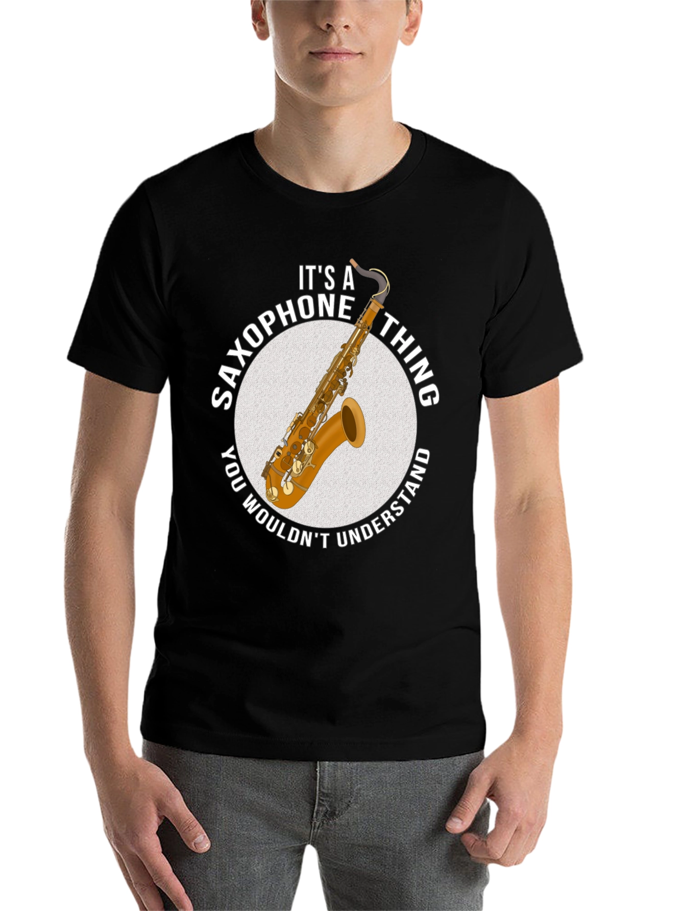 Black Saxophone Thing Graphic T-Shirt view 7