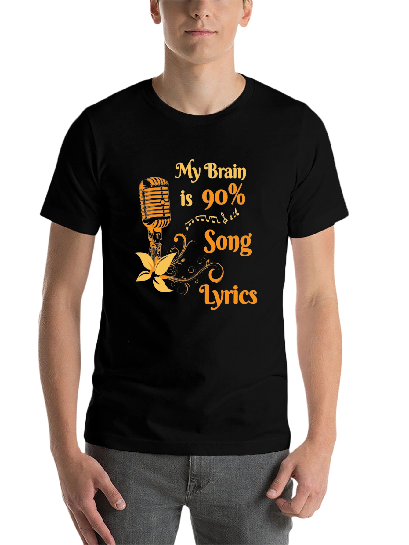 Black My Brain is 90% Song Lyrics T-Shirt view 7