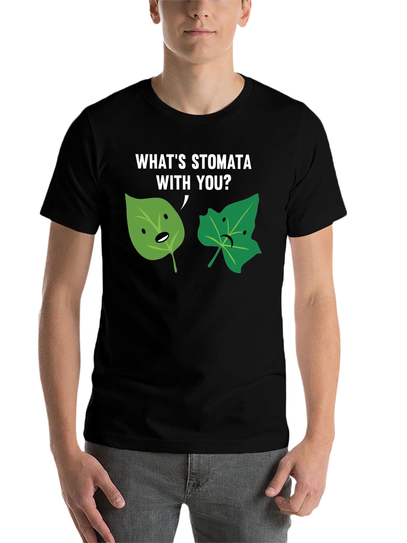 Black What's Stomata With You? Graphic Tee view 7