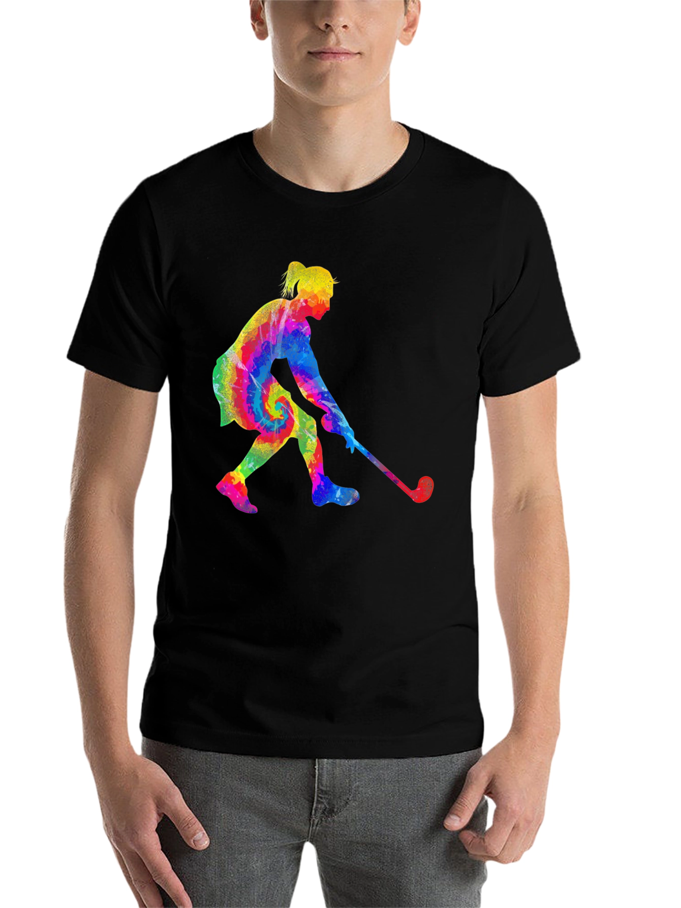 Black Tie-Dye Golfing Woman Black T-Shirt view 7