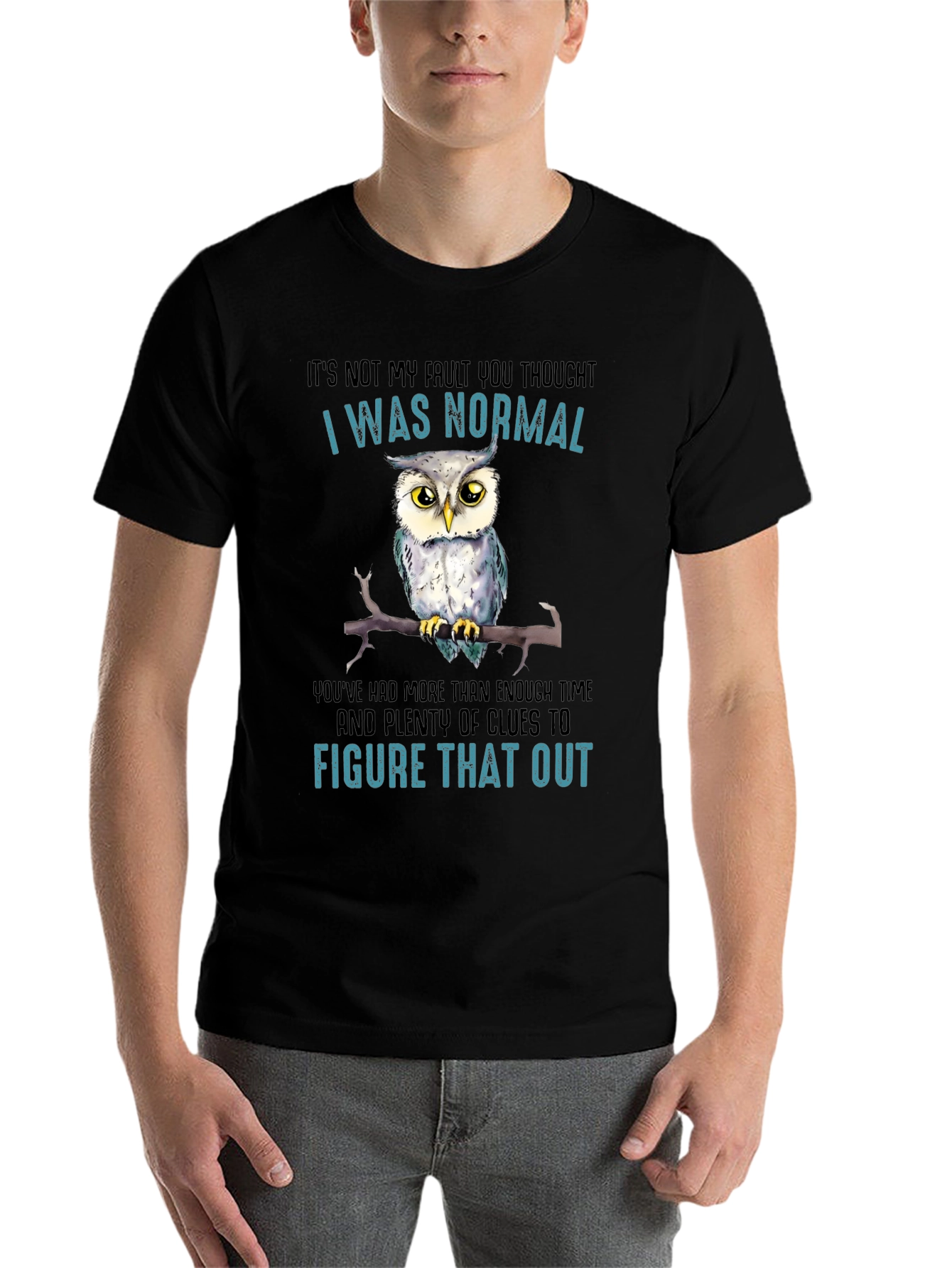 Black It's Not My Fault Owl T-Shirt view 7