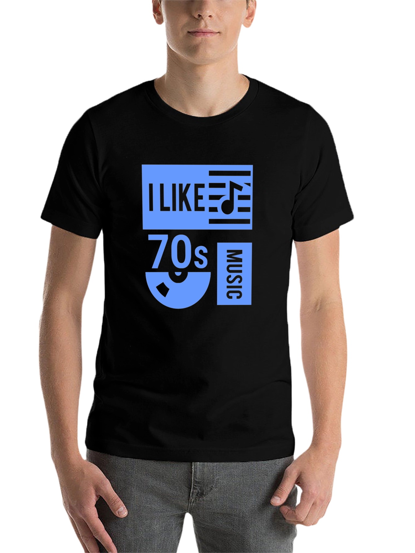 Black I Like 70s Music Graphic Tee - Retro Style T-Shirt view 7