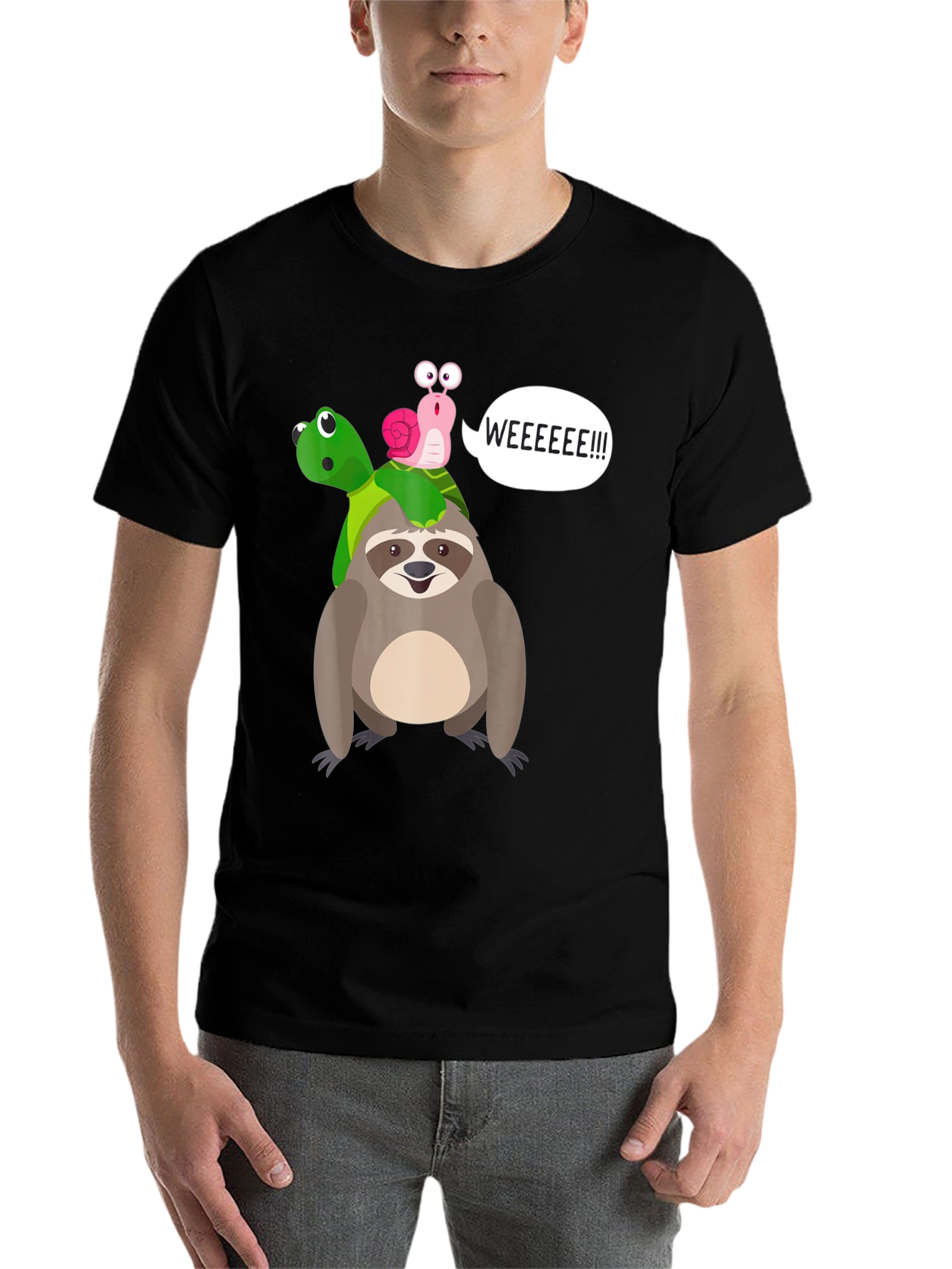 Black Sloth, Turtle, and Snail Graphic Tee view 7