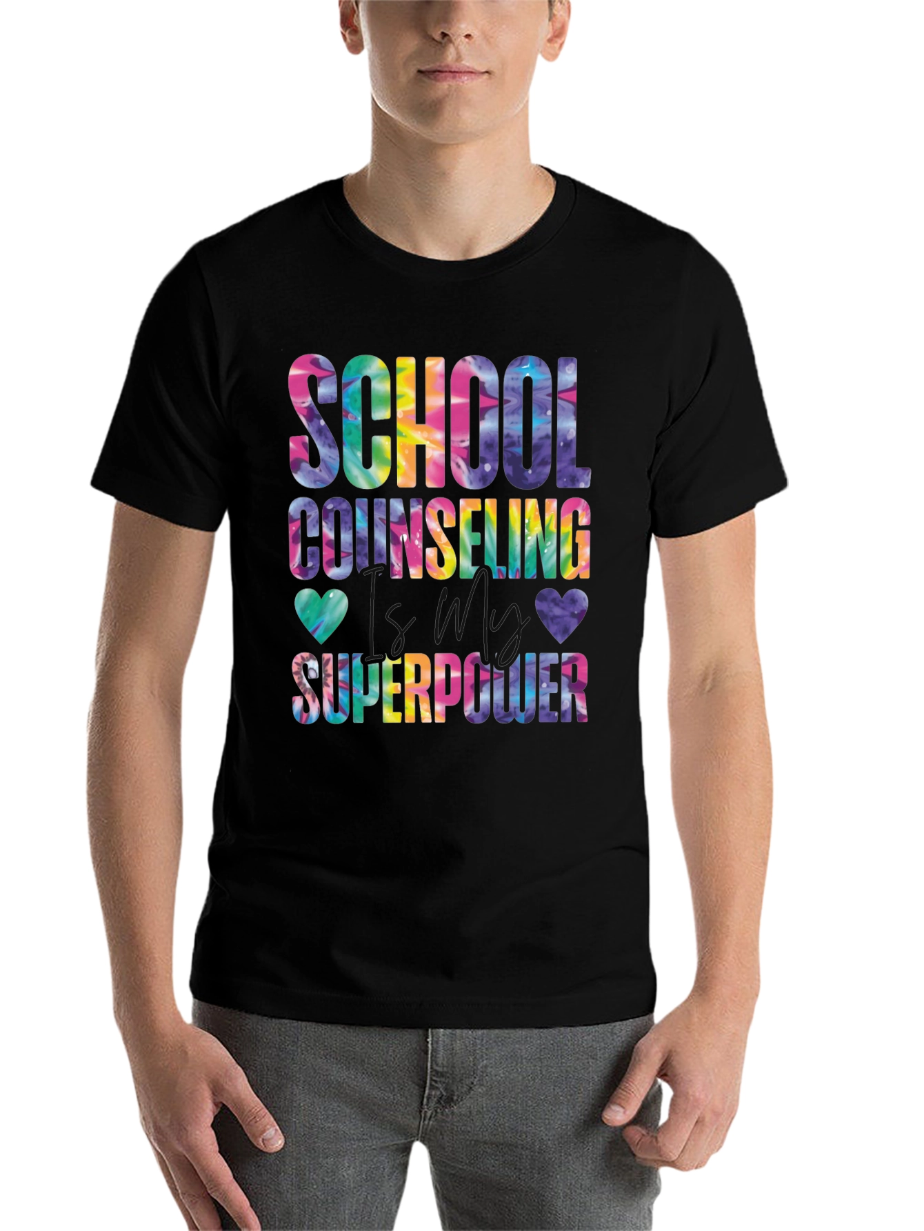 School Counseling Superpower Tie-Dye Graphic T-Shirt - 7