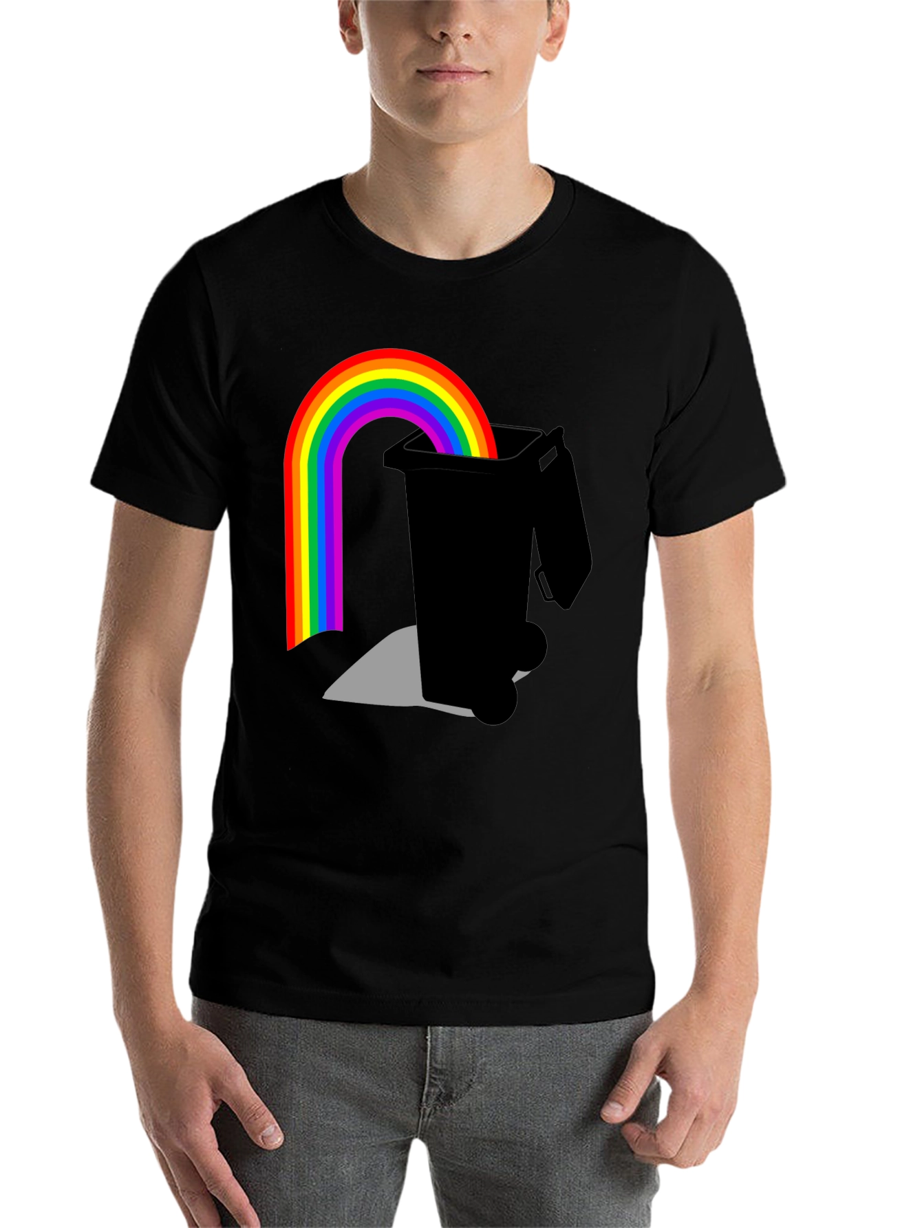 Black Rainbow Trash Bin Graphic Tee - Black view 7