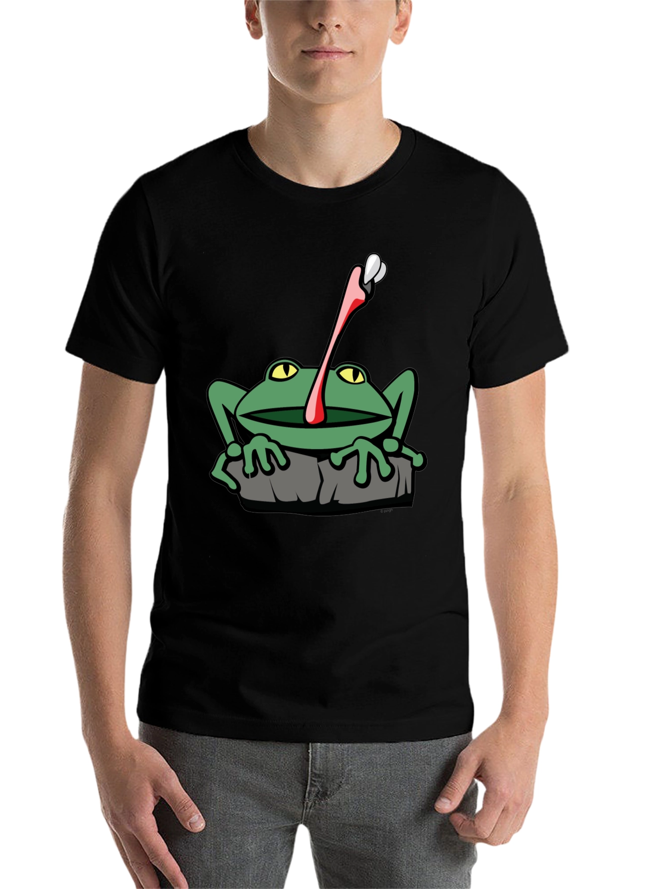 Black Frog Catching Fly Graphic T-Shirt view 7