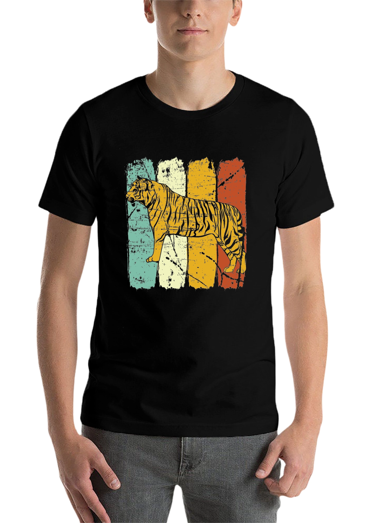 Black Retro Tiger Graphic Tee - Vintage Style view 7