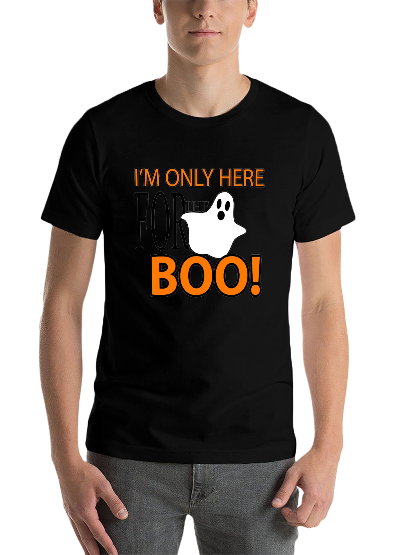 Black Halloween Ghost Boo T-Shirt - I'm Only Here for the Boo! view 7