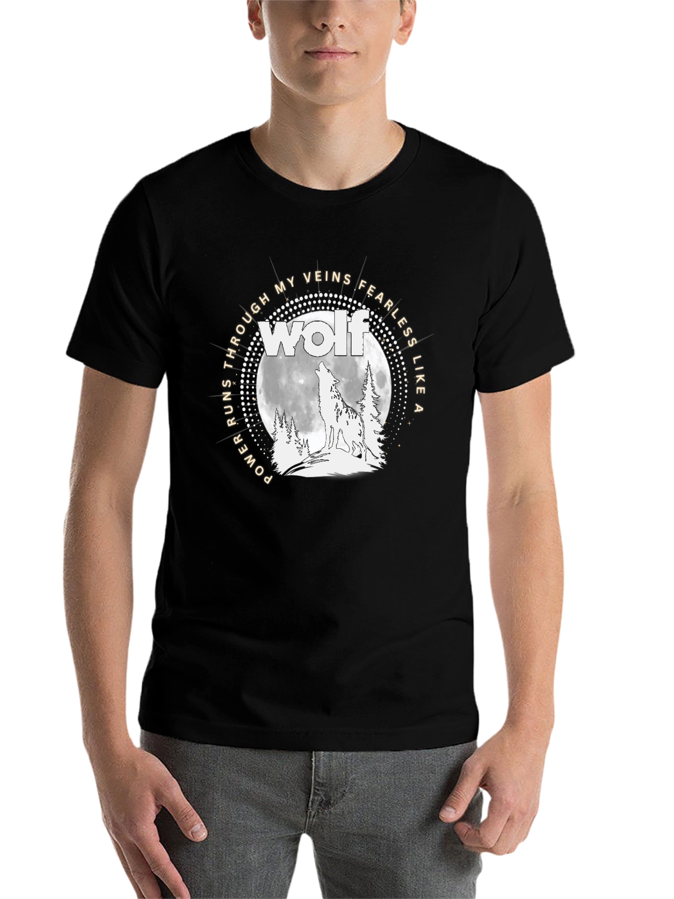 Black Wolf Power T-Shirt - Fearless Like a Wolf view 7