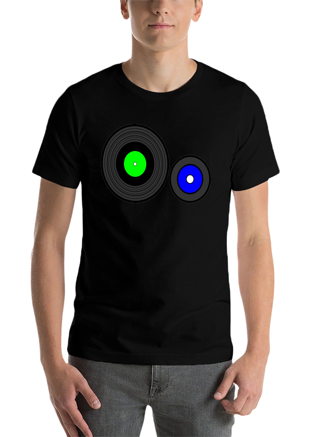 Black Retro Record Graphic T-Shirt - Black view 7