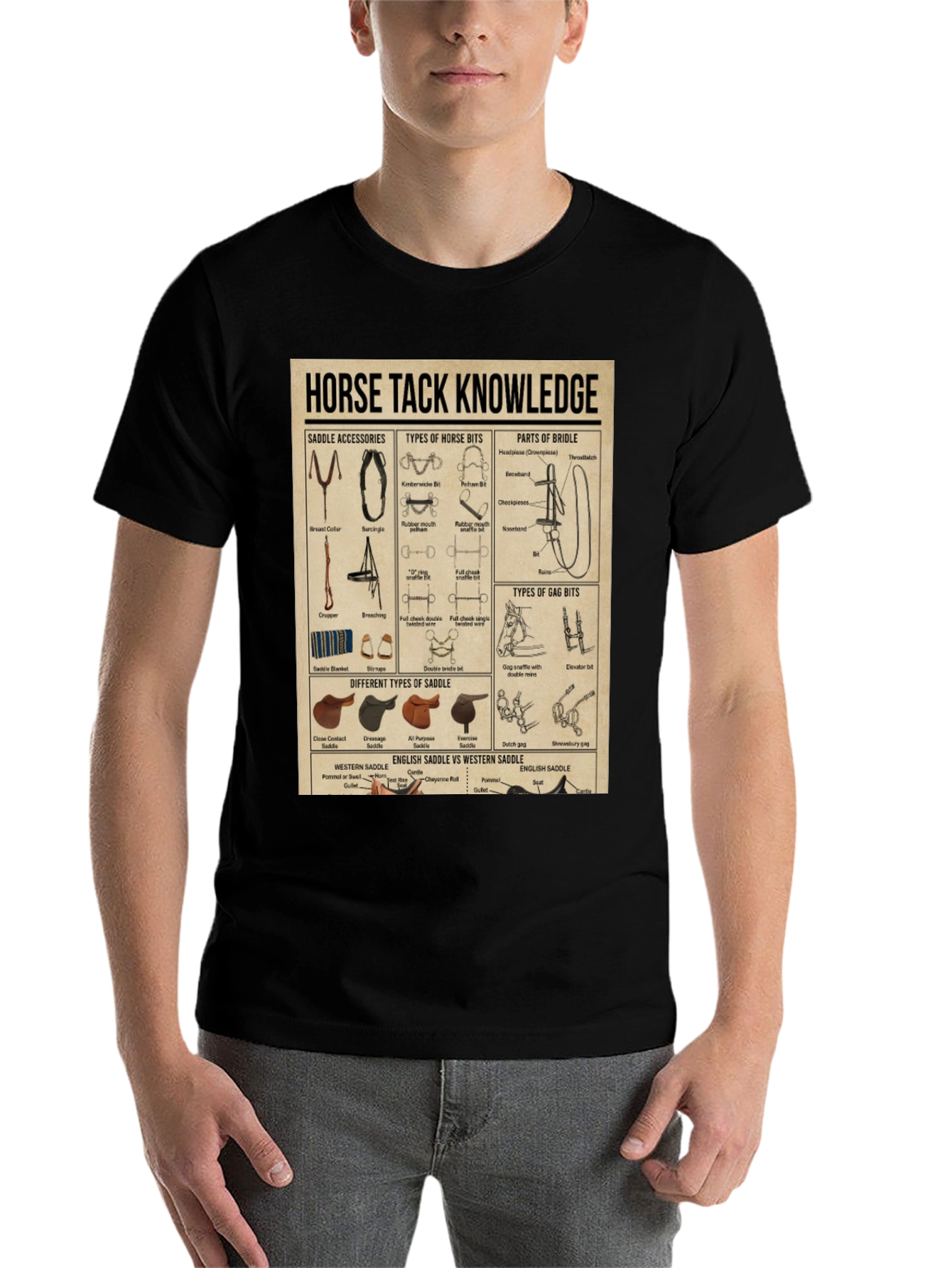 Black Horse Tack Knowledge Graphic T-Shirt view 7