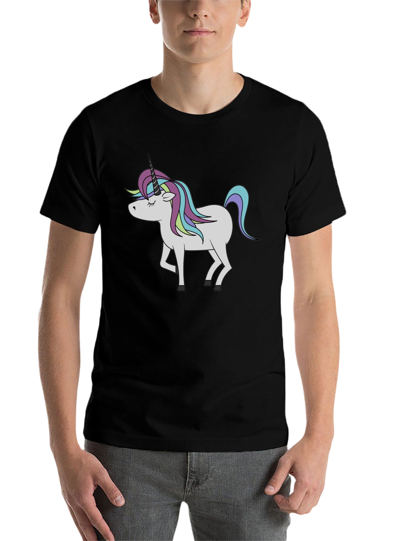 Black Unicorn Graphic Black T-Shirt - Men's Fashion Tee view 7