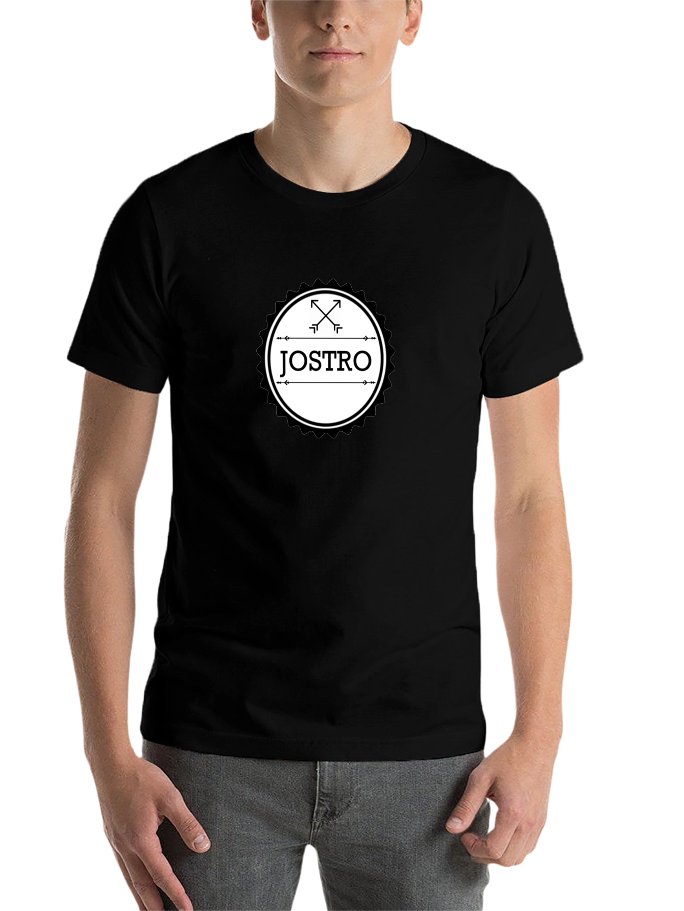 Black JOSTRO Graphic T-Shirt - Black Crew Neck Tee view 7
