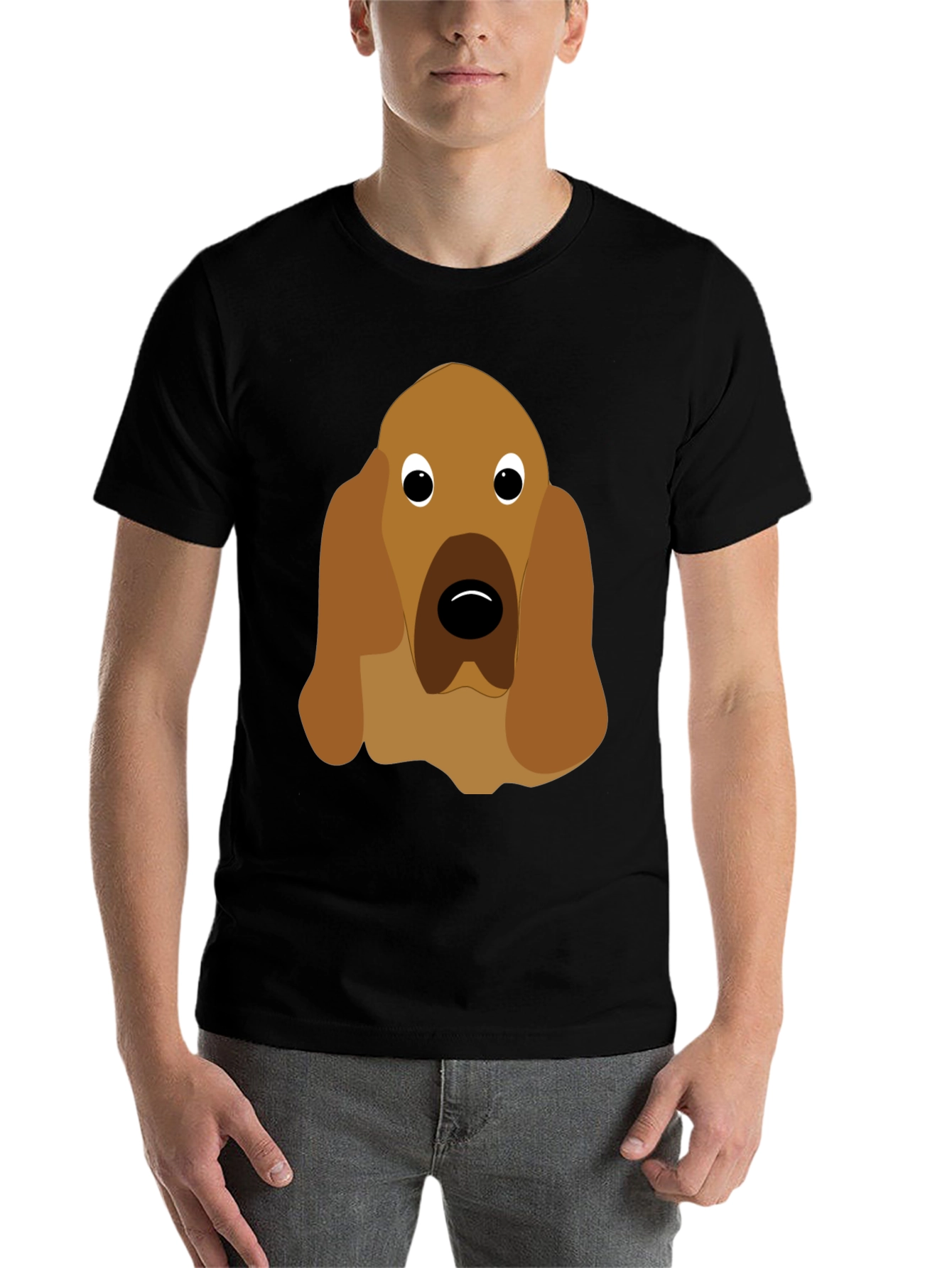 Black Dog Face Graphic Tee - Unisex Black T-Shirt view 7