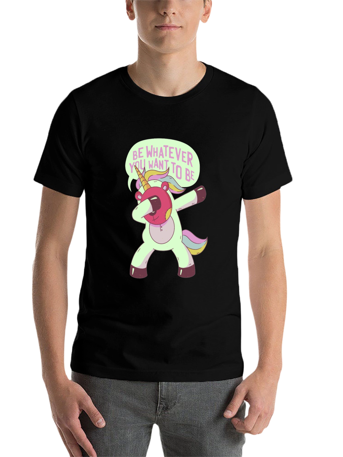Black Unicorn Dabbing T-Shirt - Be Whatever You Want! view 7