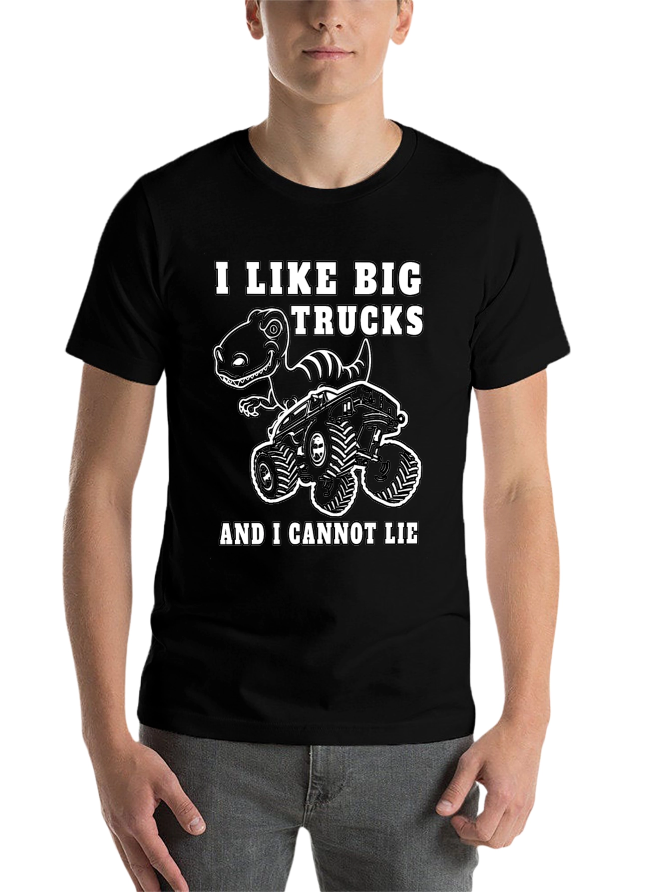 Black Big Trucks and Dinosaurs T-Shirt view 7