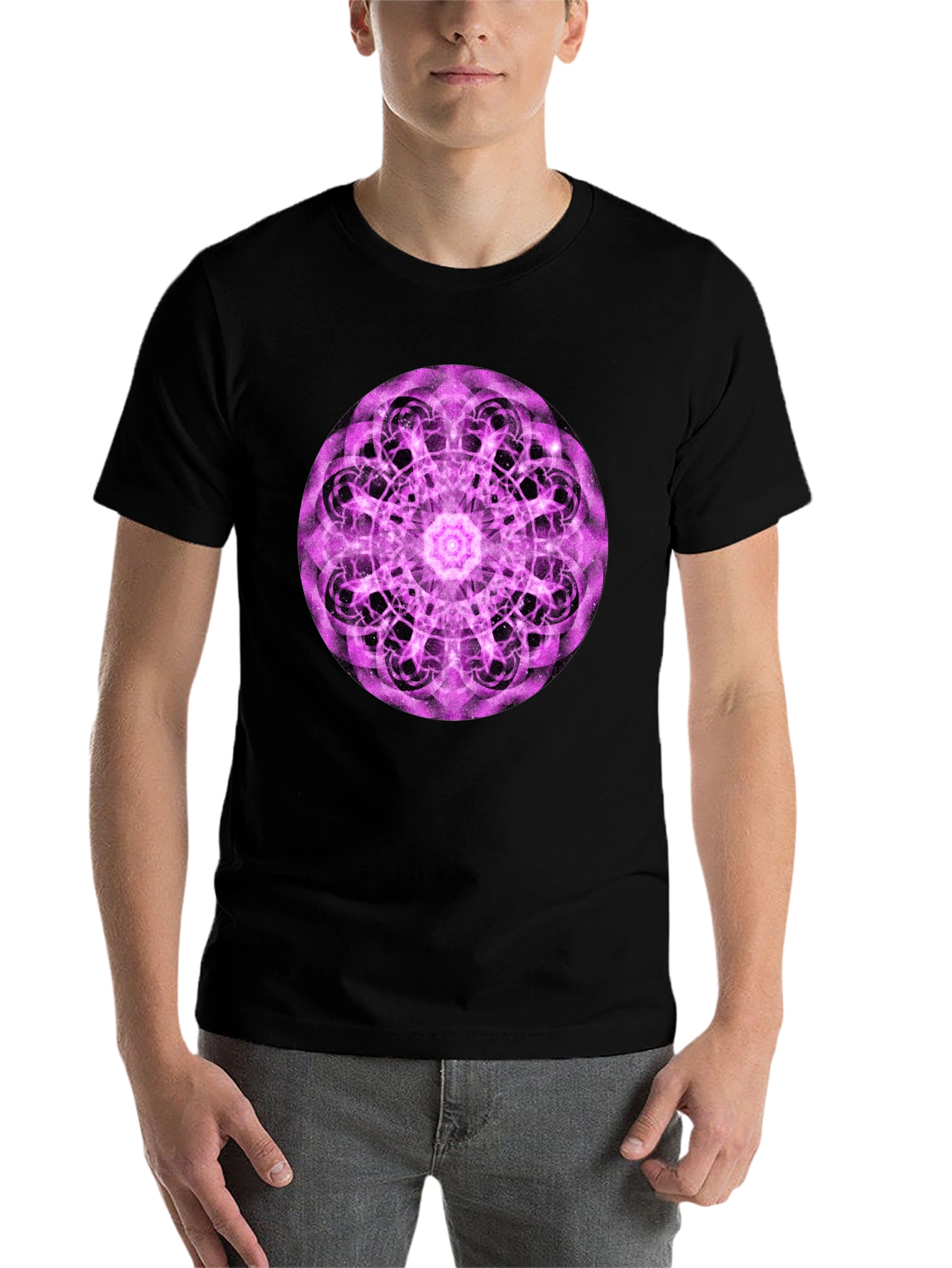 Black Mystic Mandala Black T-Shirt view 7